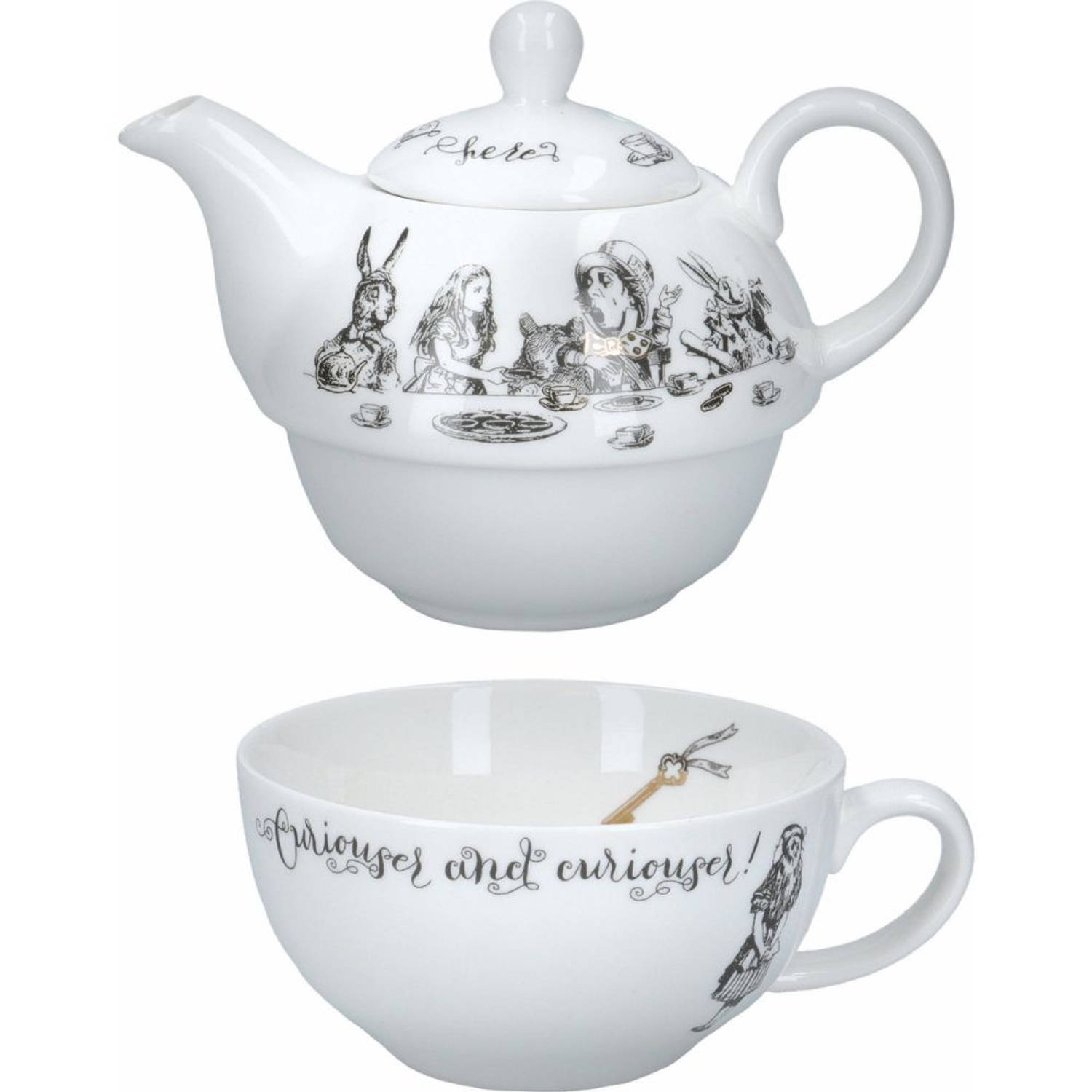 V&a Tea For One Theepot Set, Porselein, 0.25 L V&a Alice In Wonderland