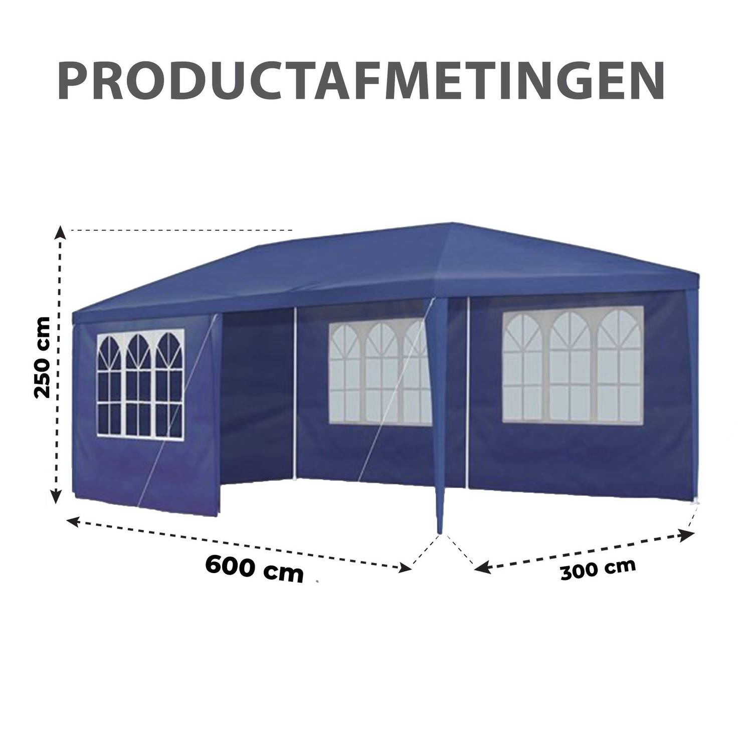 MaxxGarden Partytent - Paviljoen - 3x6m - Incl. Zijwanden - Waterdicht - Blauw