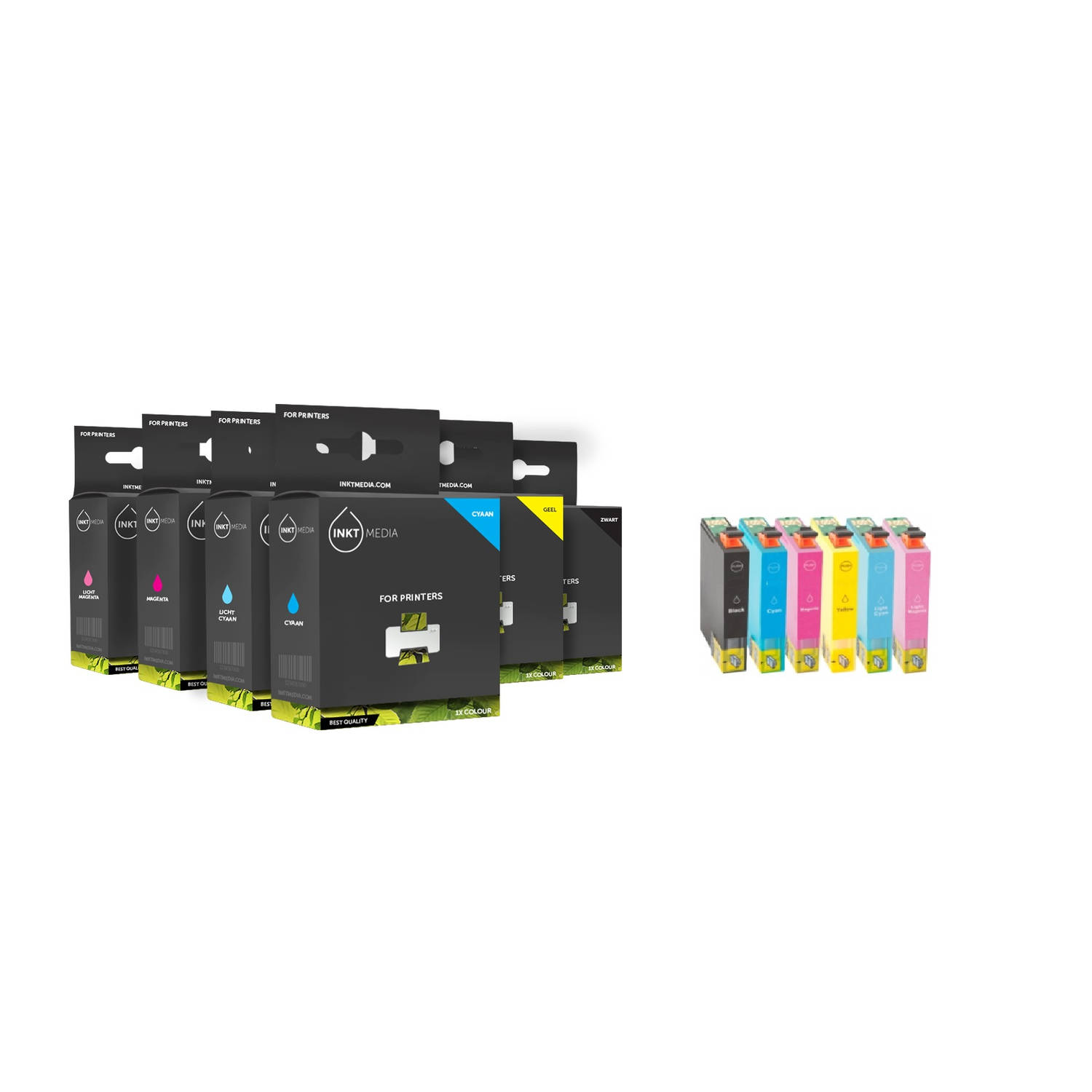 Inktmedia® Geschikt Epson T0801 Tot T0806 T0807 Inkt Cartridges