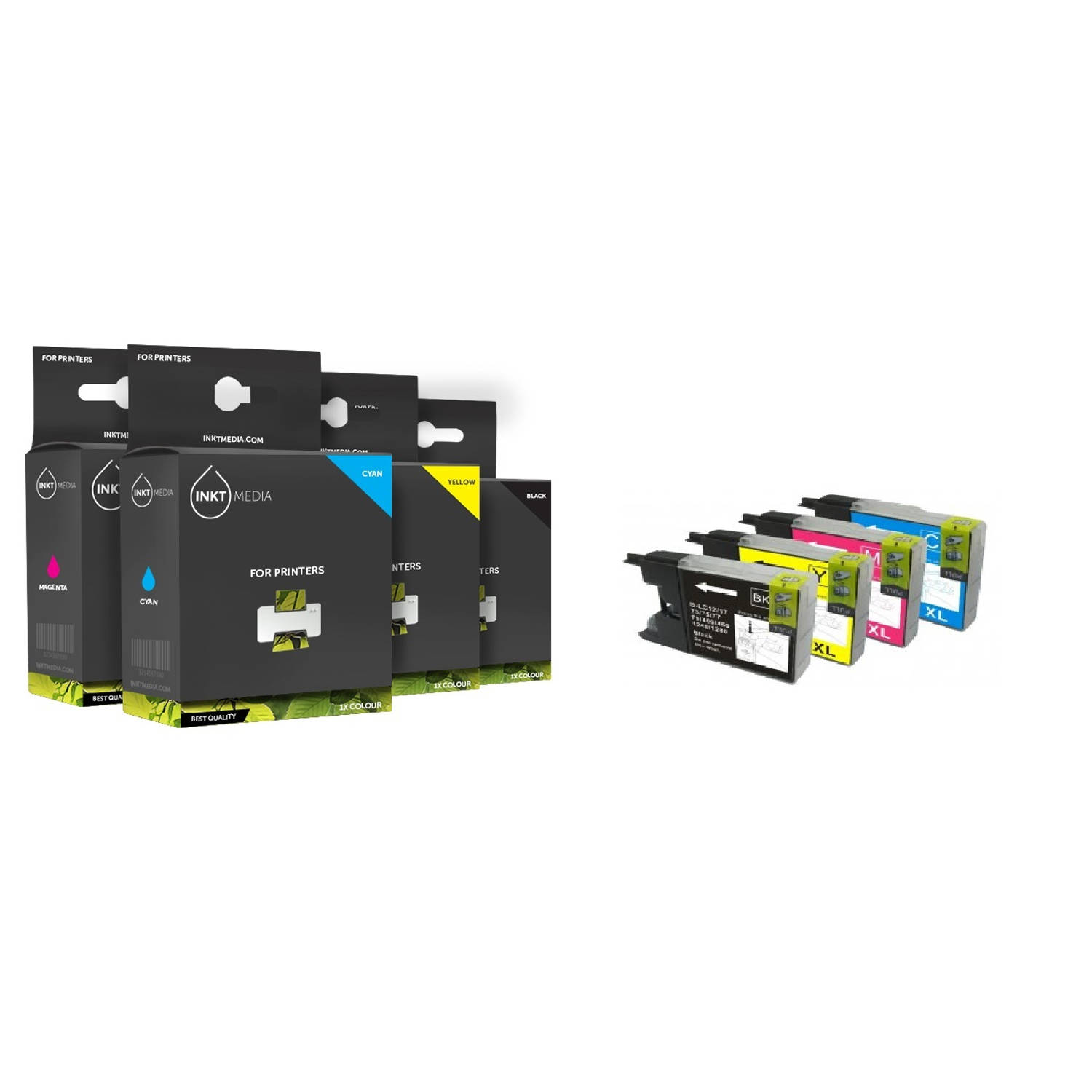 Inktmedia® - Inktcartridge - Geschikt Brother LC-1280 set BK,CY, MA, YE inktcartridge zwart cyaan magenta en geel ...
