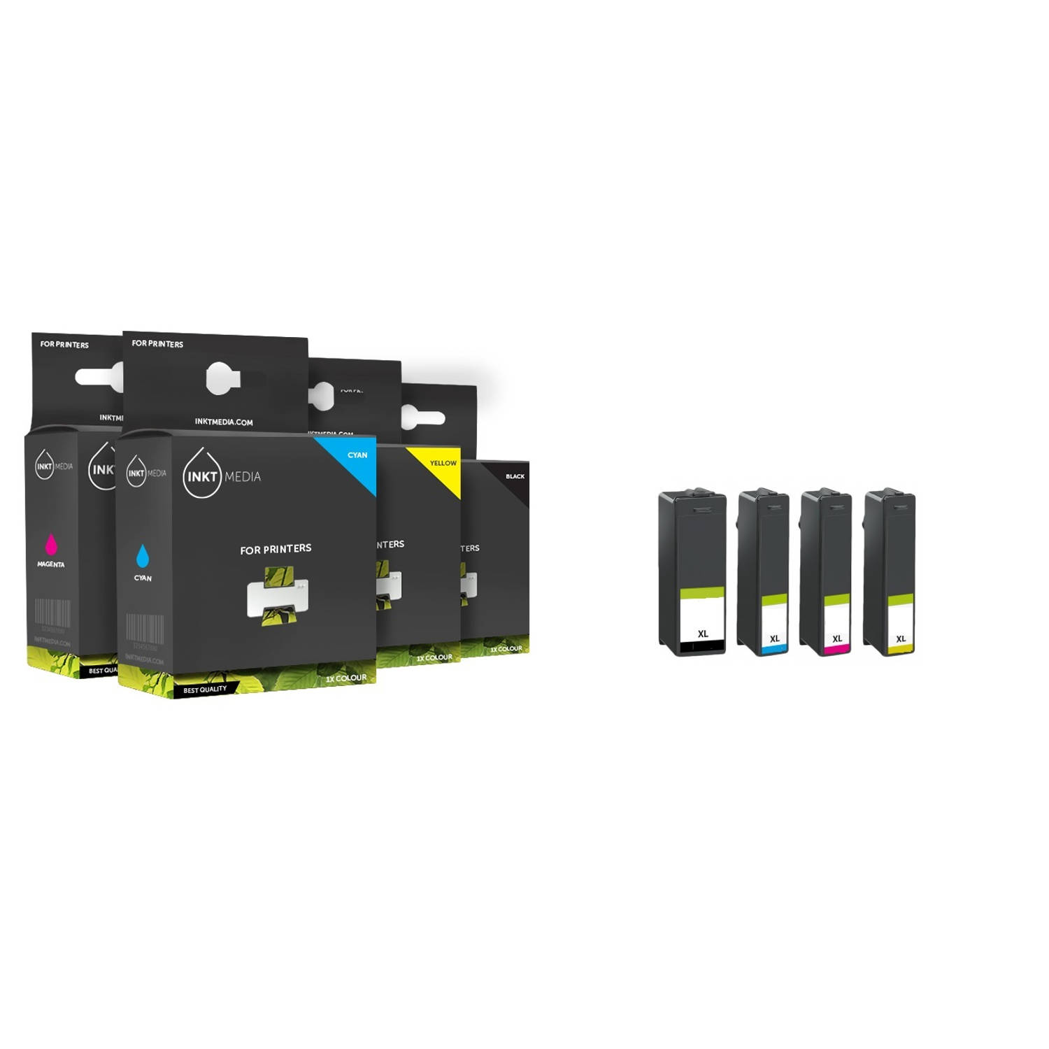 Inktmedia® - Geschikt Lexmark 150XL aanbieding set: zwart + 3 kleuren