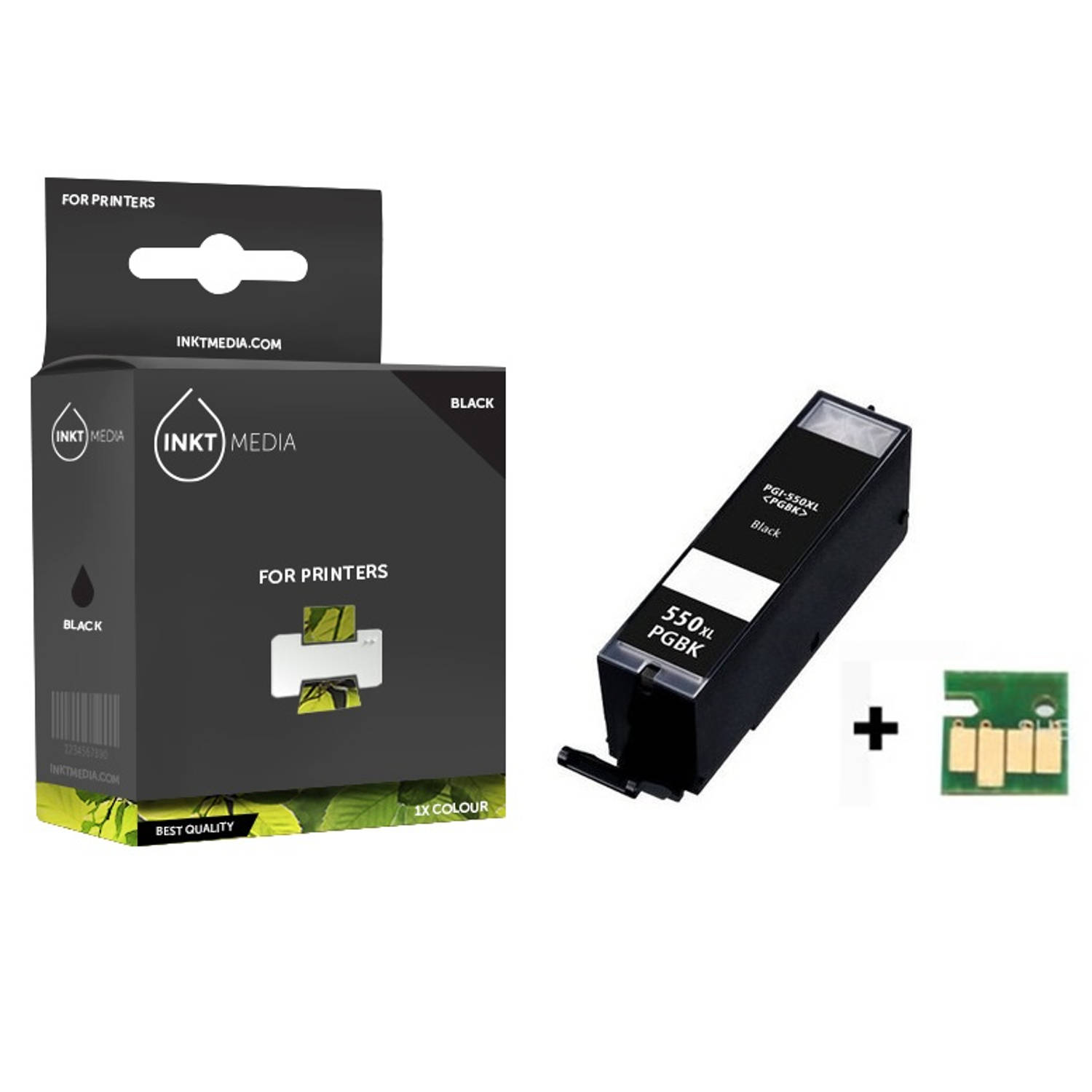 Inktmedia® - Inktcartridge - Geschikt Canon PGI-550BK XL inktcartridge Zwart MET CHIP - Cartridge met Inkt