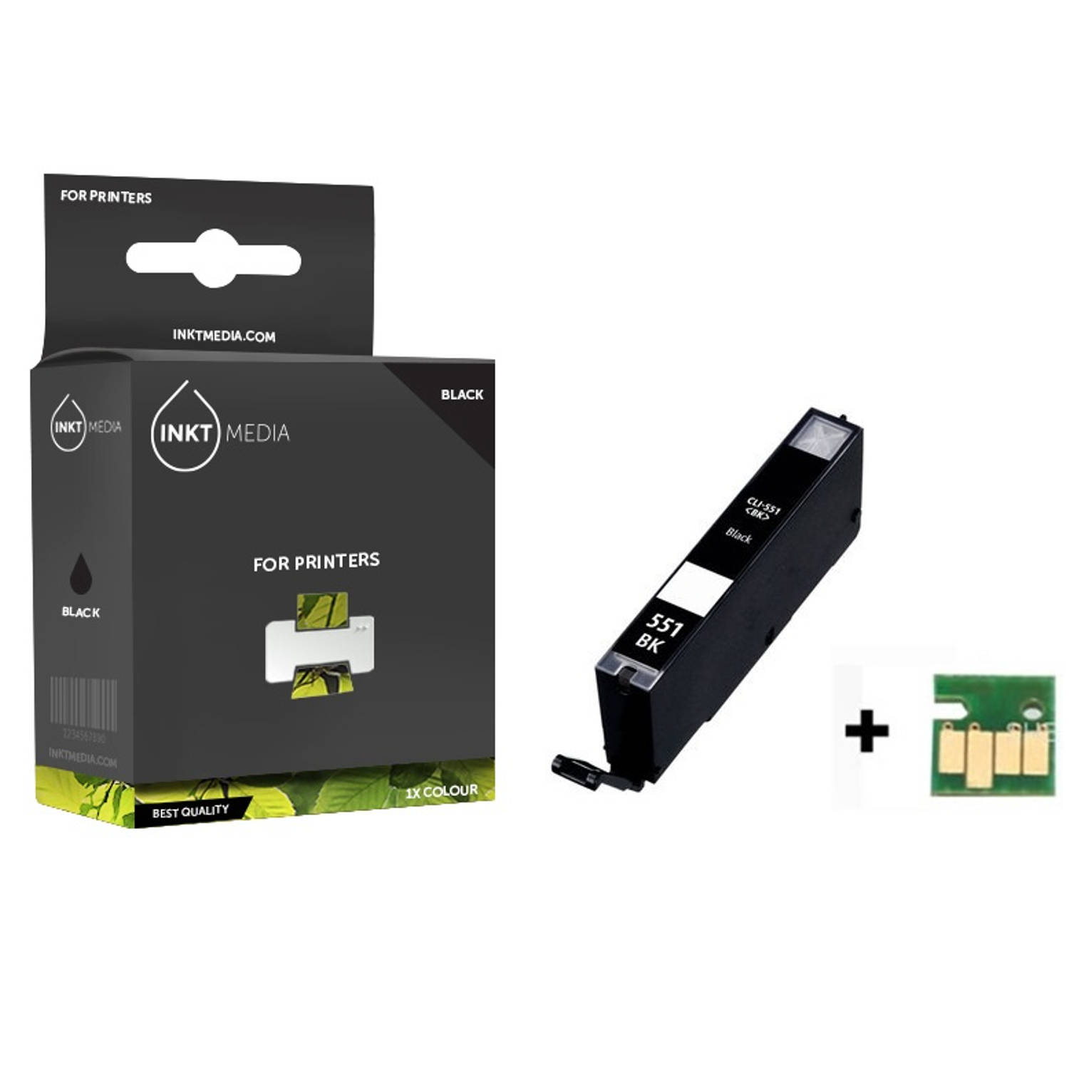 Inktmedia® - Inktcartridge - Geschikt Canon CLI-551BK XL inktcartridge Zwart MET CHIP - Cartridge met Inkt