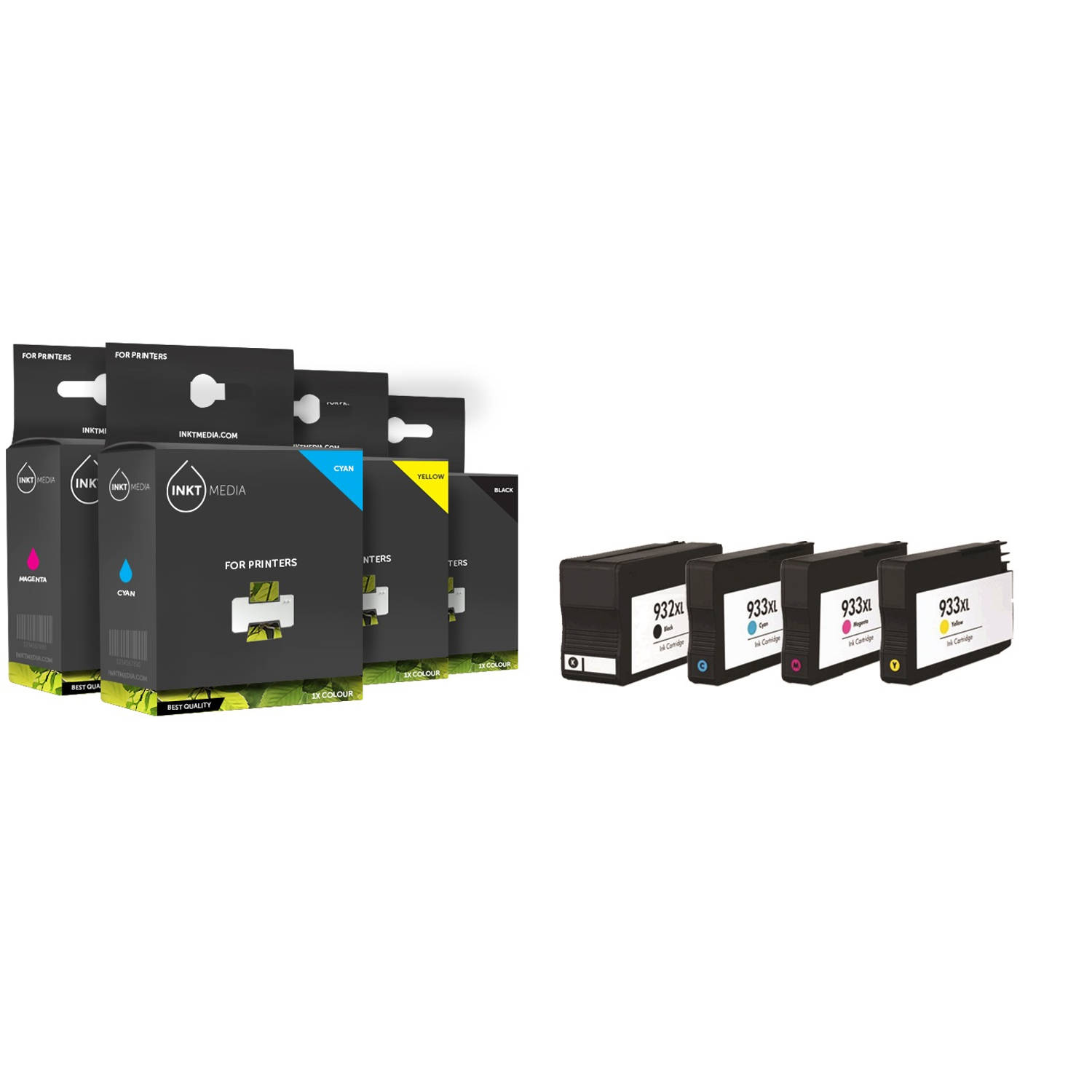 Inktmedia® Geschikt Hp 932-933 Multipack Zwart-kleur 4 Cartridges