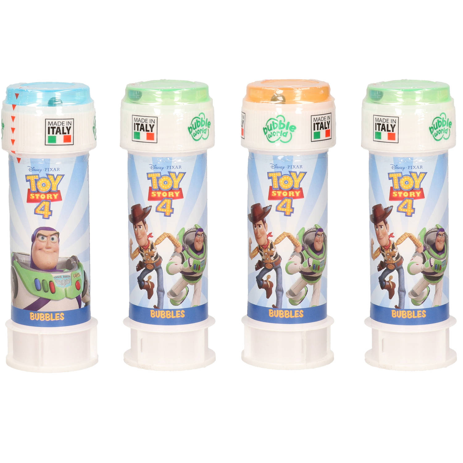 4x Disney Toy Story Bellenblaas Flesjes Met Bal Spelletje In Dop 60 Ml Voor Kinderen Bellenblaas