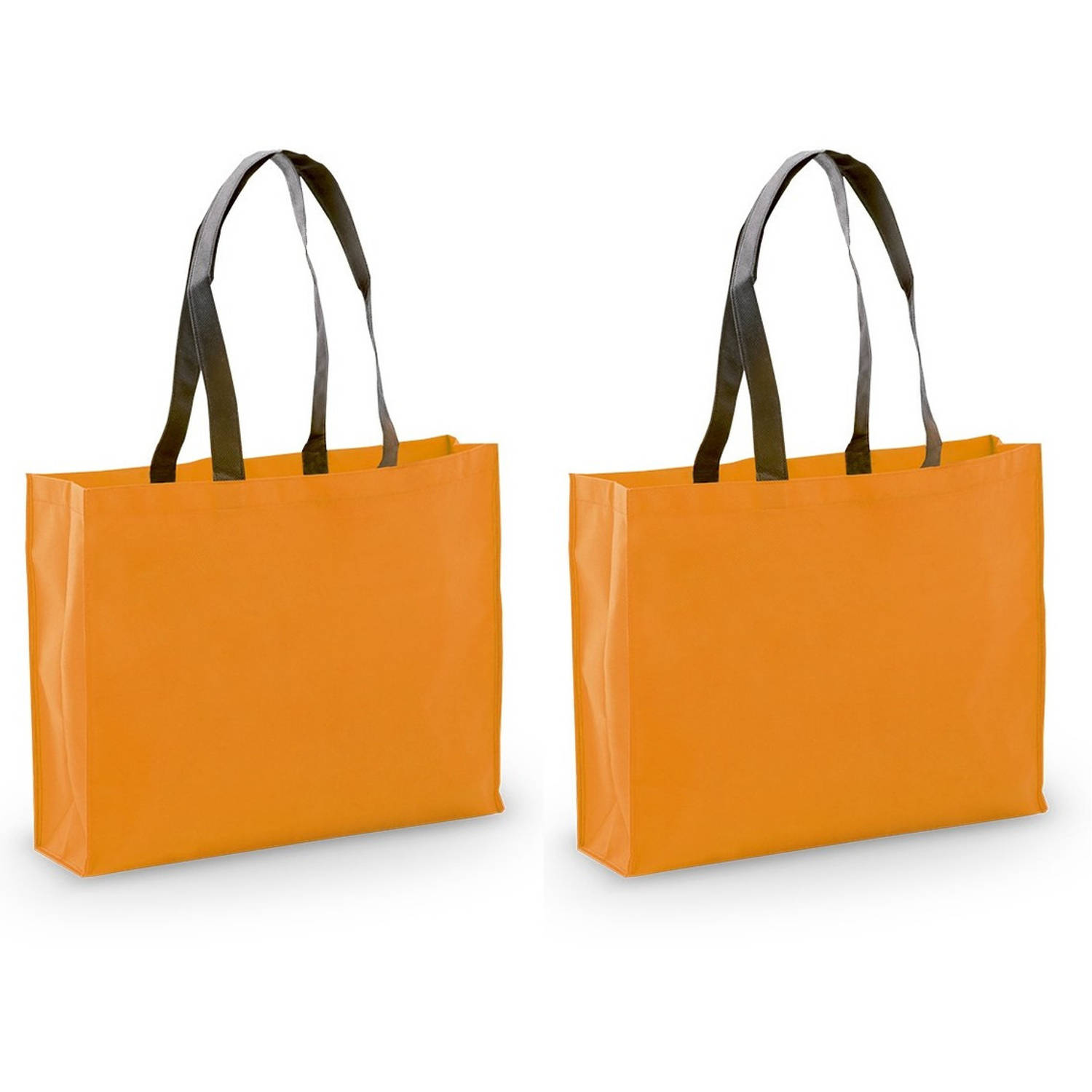 2x Stuks Draagtassen-schoudertassen-boodschappentassen In De Kleur Oranje 40 X 32 X 11 Cm Boodschapp
