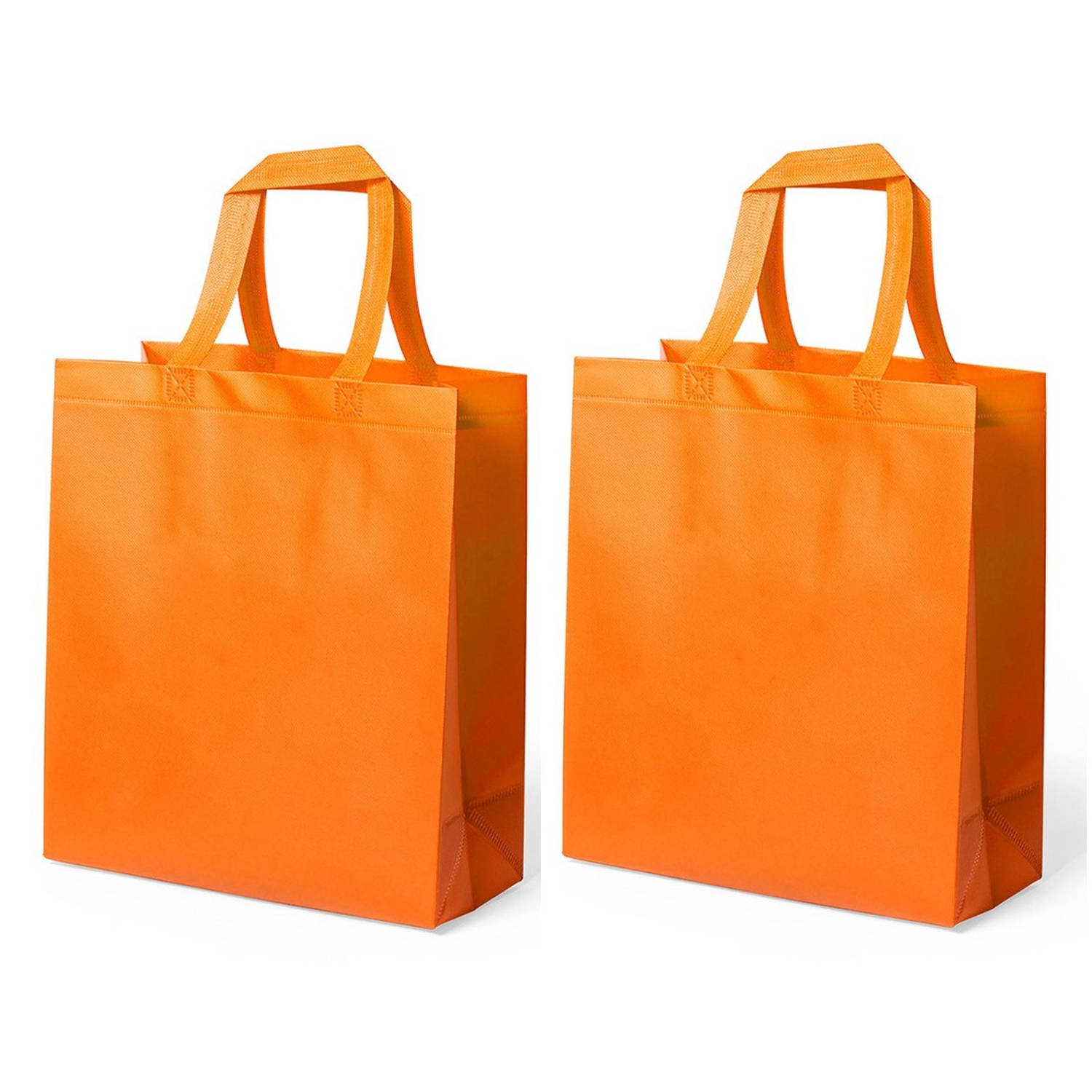 2x Stuks Draagtassen-schoudertassen-boodschappentassen In De Kleur Oranje 35 X 40 X 15 Cm Boodschapp