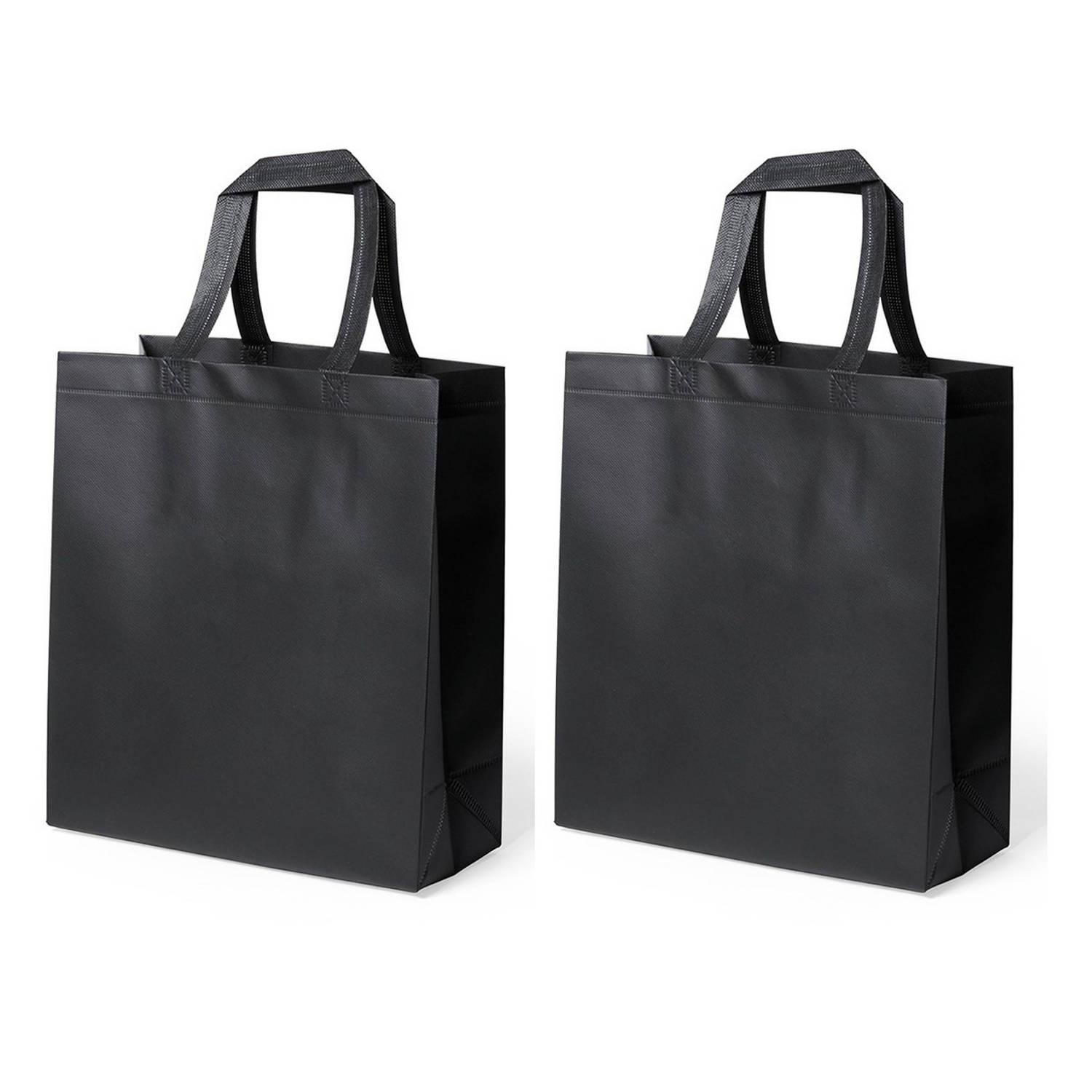 2x Stuks Draagtassen-schoudertassen-boodschappentassen In De Kleur Zwart 35 X 40 X 15 Cm Boodschappe