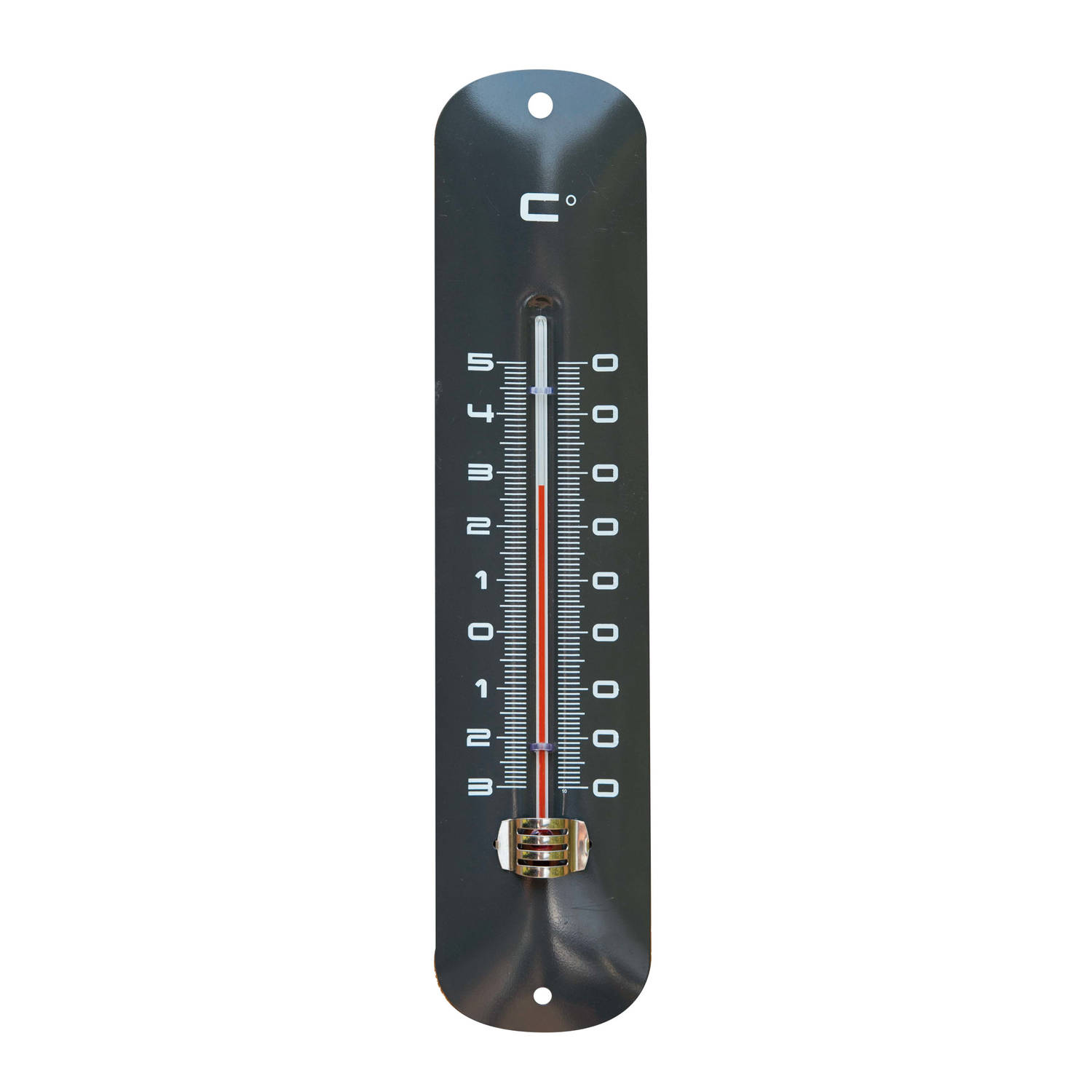 Merkloos Metalen thermometer voor binnen en buiten 30 cm - Buitenthermometers