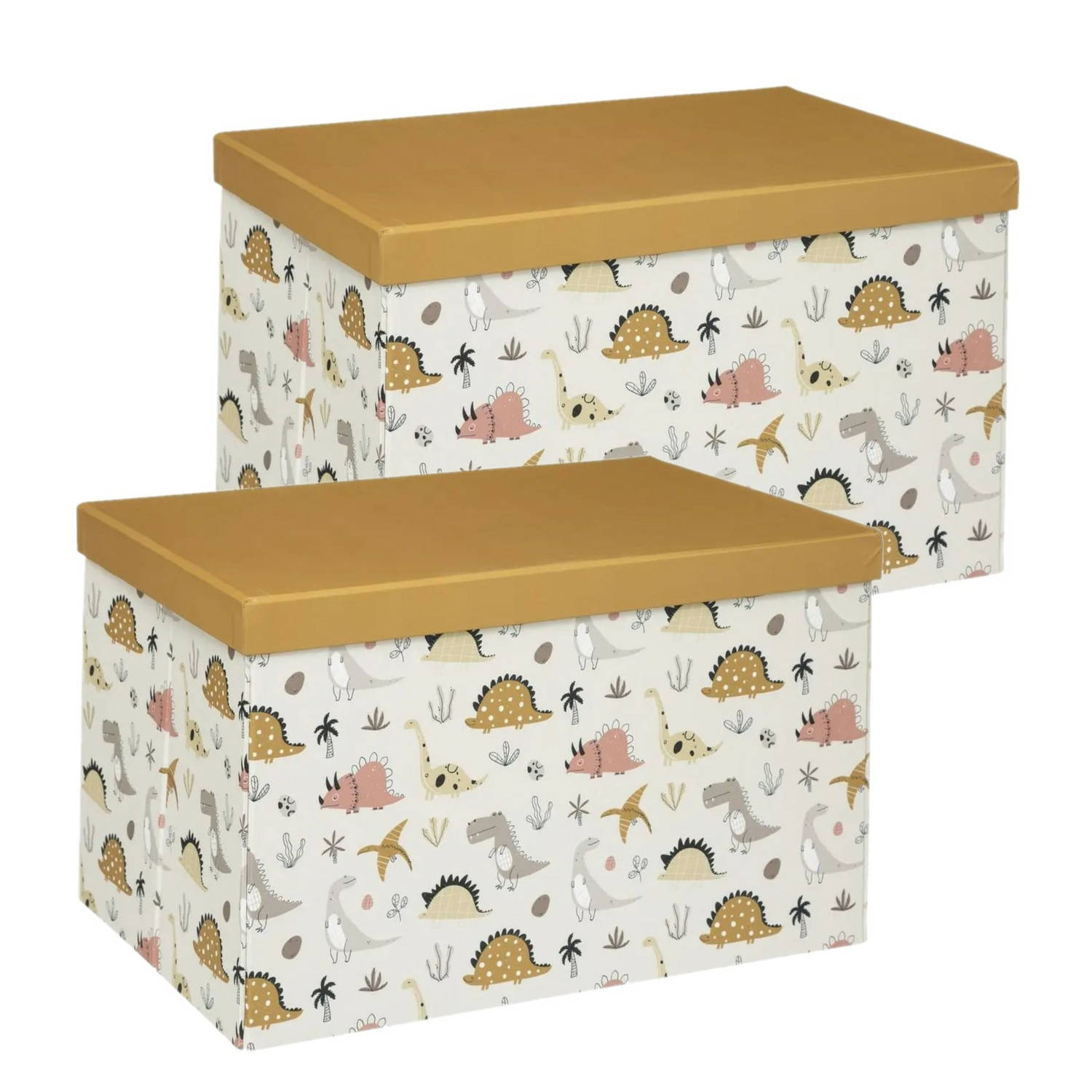 hoogtepunt zomer kroon Multipak van 2x stuks kartonnen opbergdozen/opberg boxen met deksel  dinosaurus print 38 x 24,5 x 25 - Opbergbox | Blokker