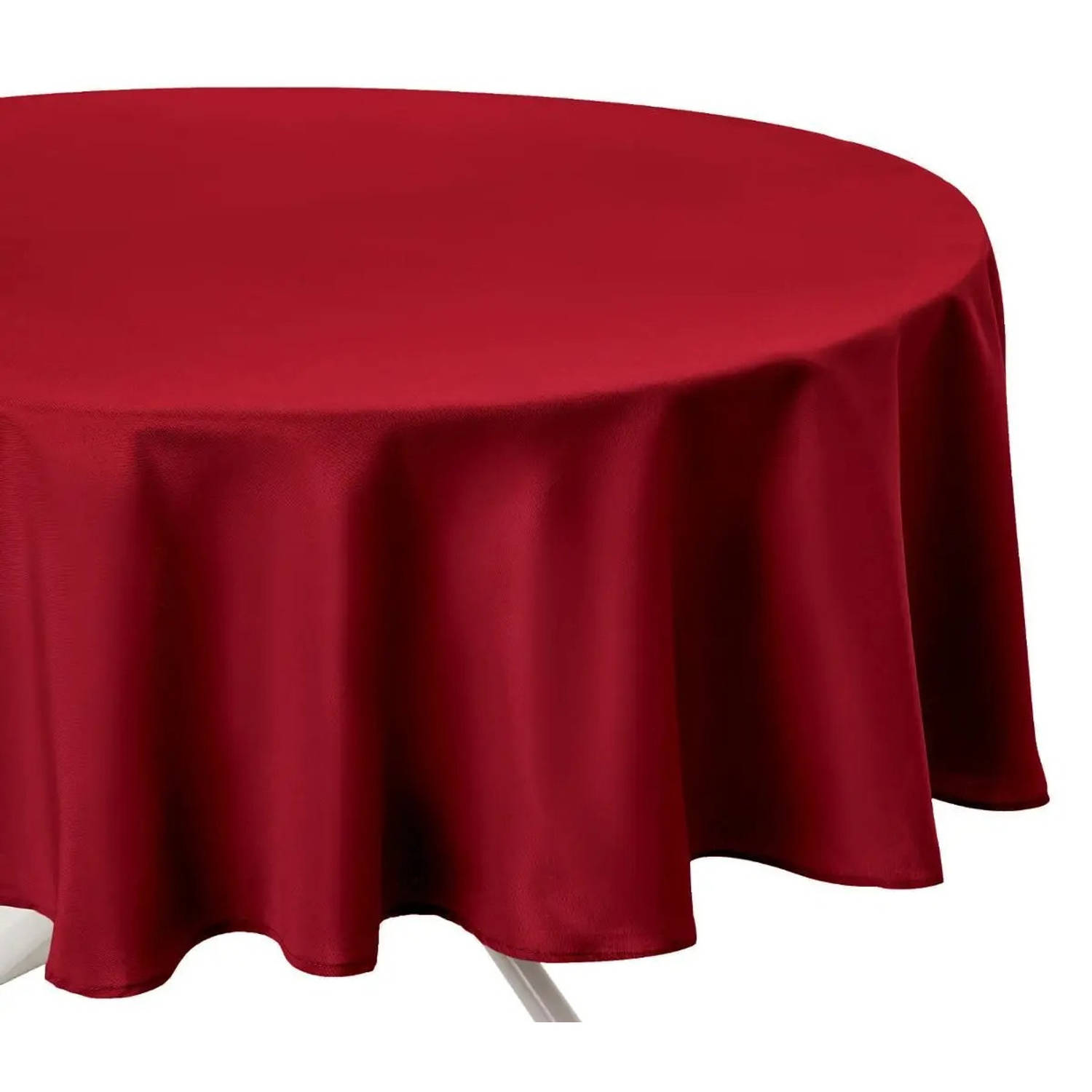 Tafelkleed van polyester rond diameter 180 cm - rood - Eettafel tafellakens