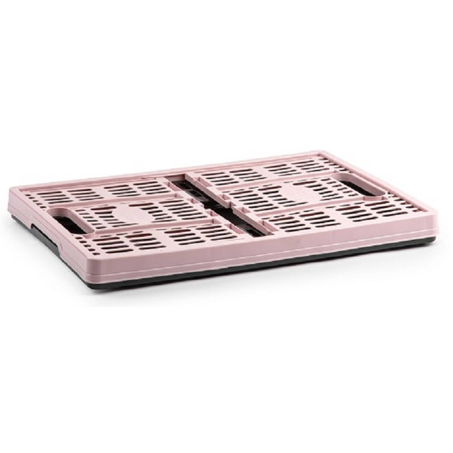 Forte Plastics 2x stuks boodschappen kratten opvouwbaar zwart/roze 48 35 x 24 cm - Boodschappenkratten | Blokker