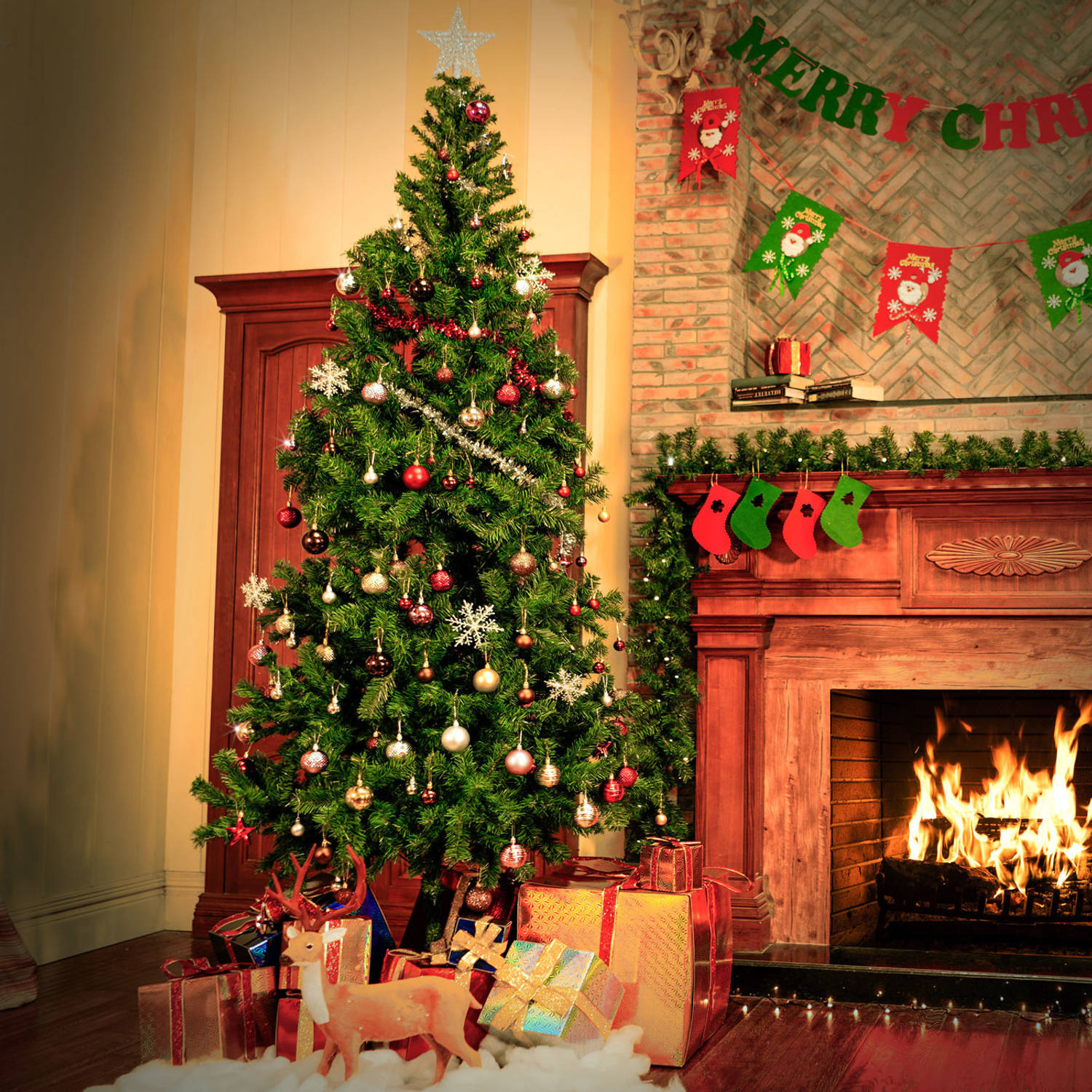 Casa Kunstkerstboom - Kerstboom - PVC - 180cm hoog - zonder verlichting - met standaard
