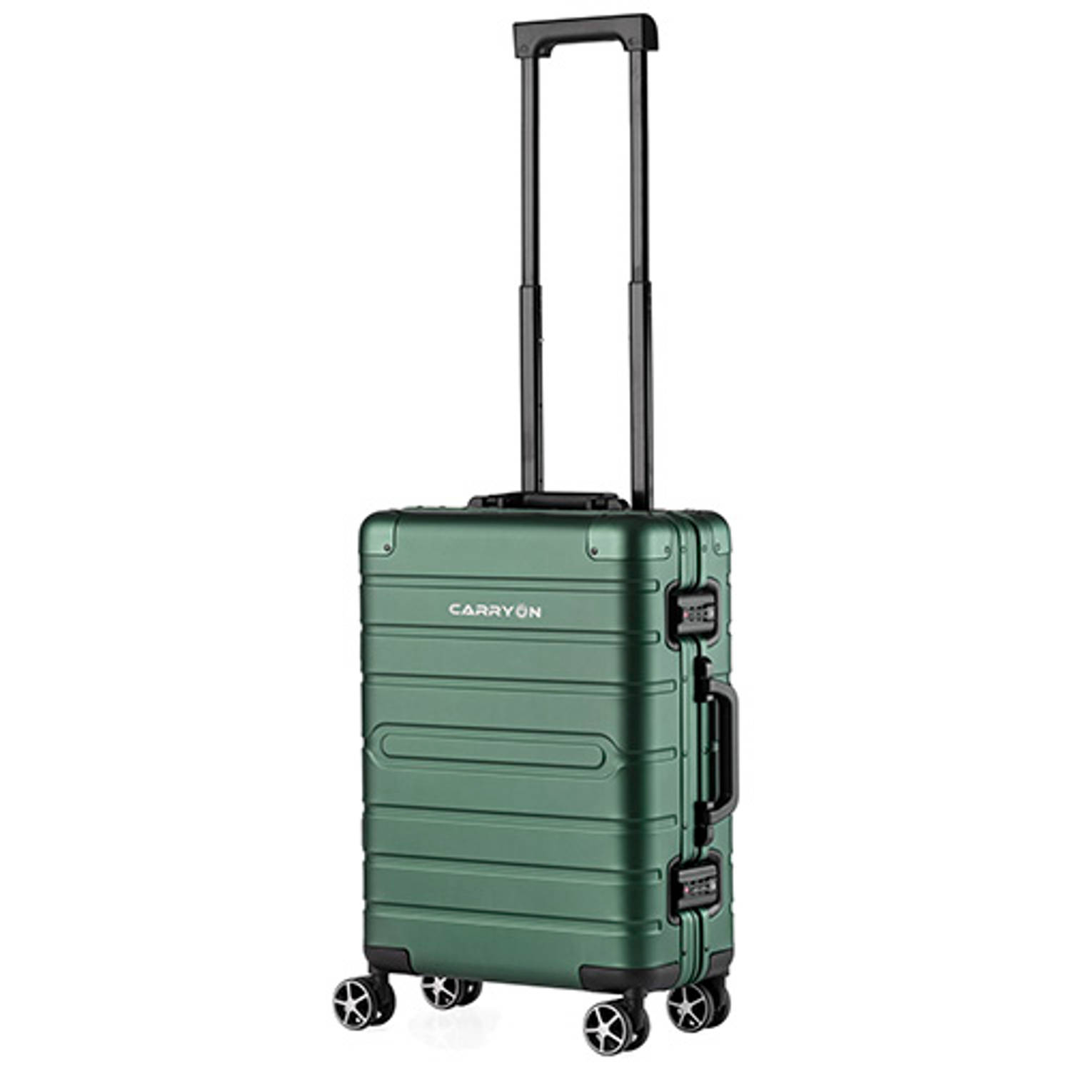 CarryOn ULD Handbagage - Luxe Aluminium Trolley 55cm - Dubbel TSA slot - Dubbele wielen - Groen