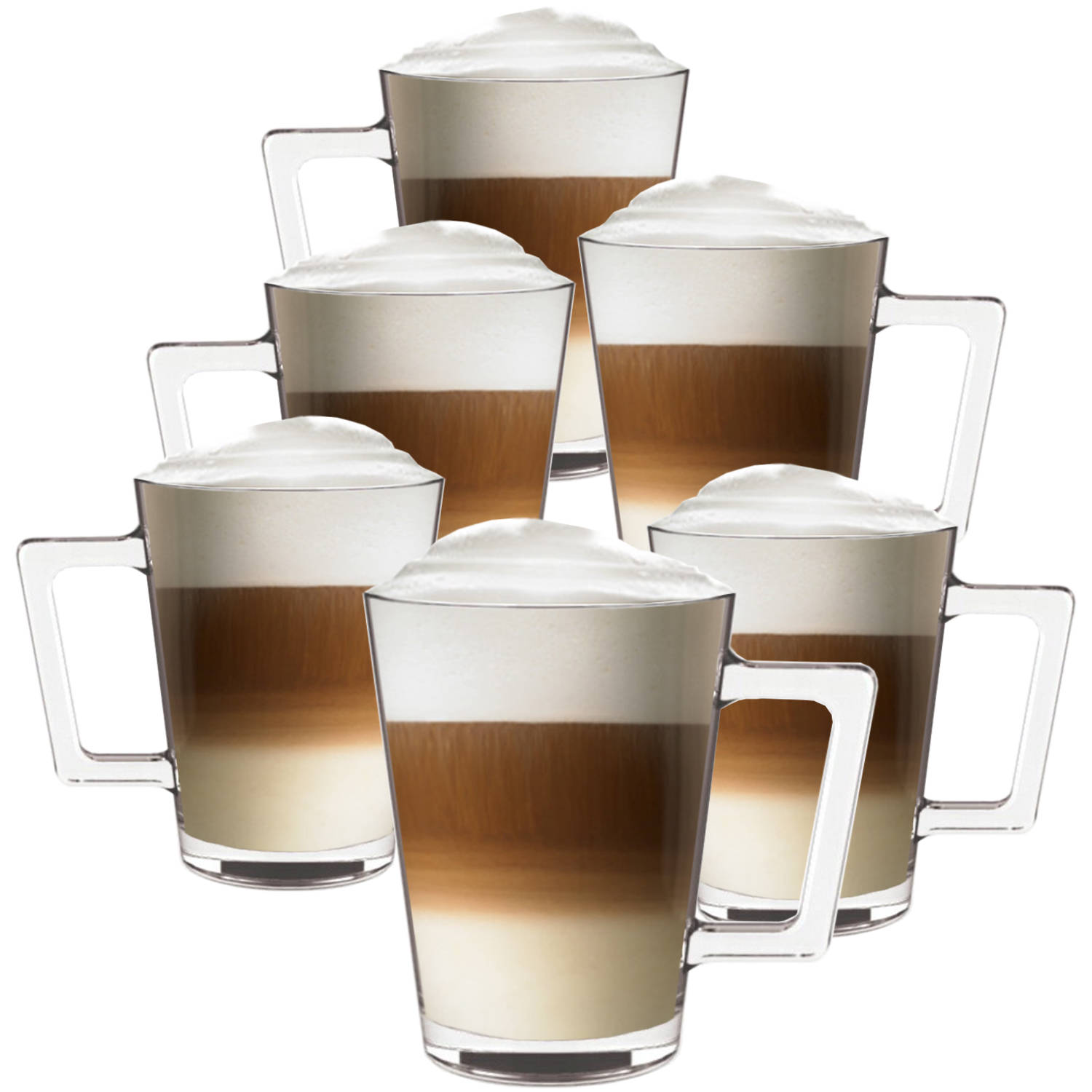 Luxe Latte Macchiato - Koffieglazen - Cappuccino Glazen - Cappuccino Kop - Latte Glazen - 270 ML - Set Van 6