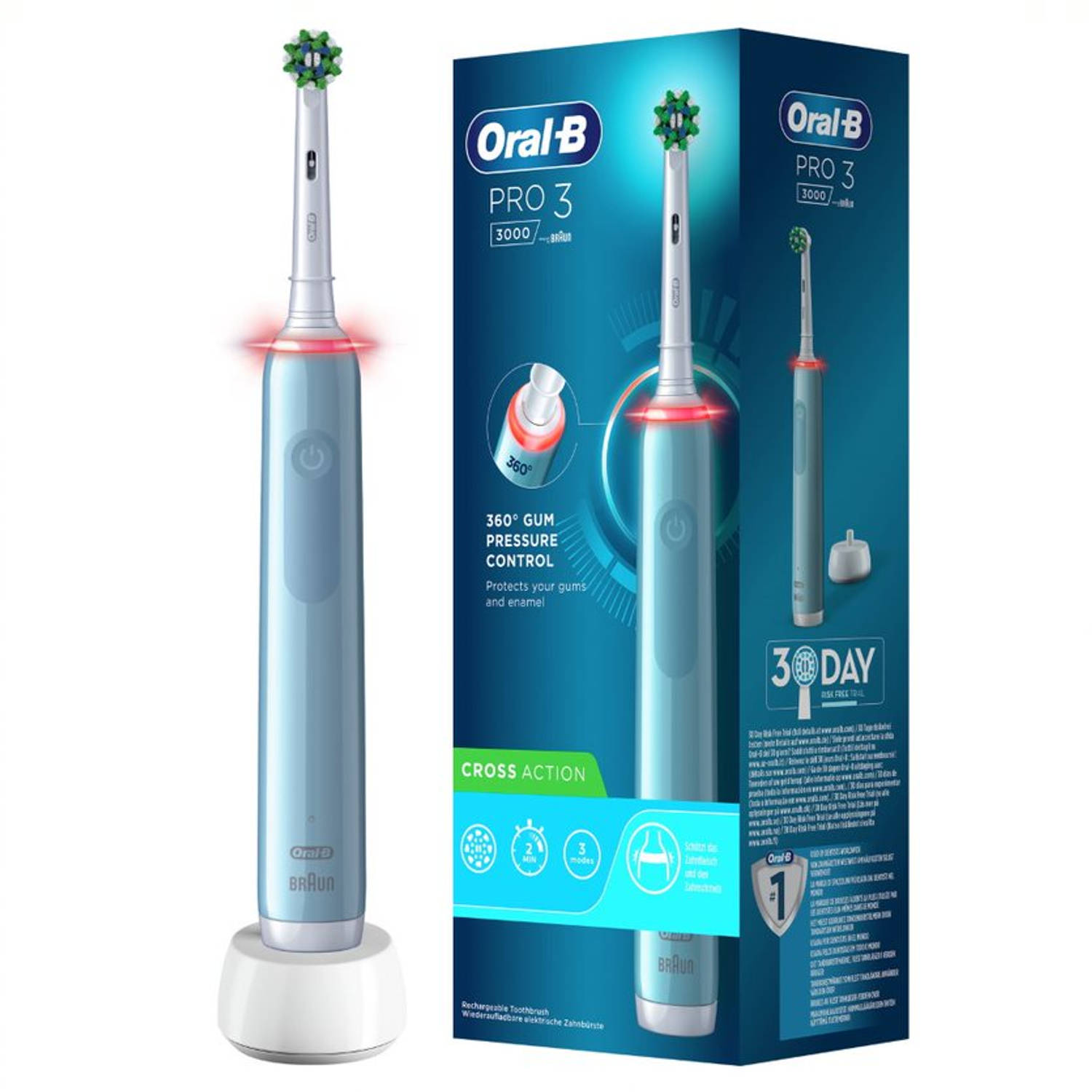West tabak De controle krijgen Oral-B elektrische tandenborstel Pro 3 3000 CrossAction blauw - 3  poetsstanden | Blokker