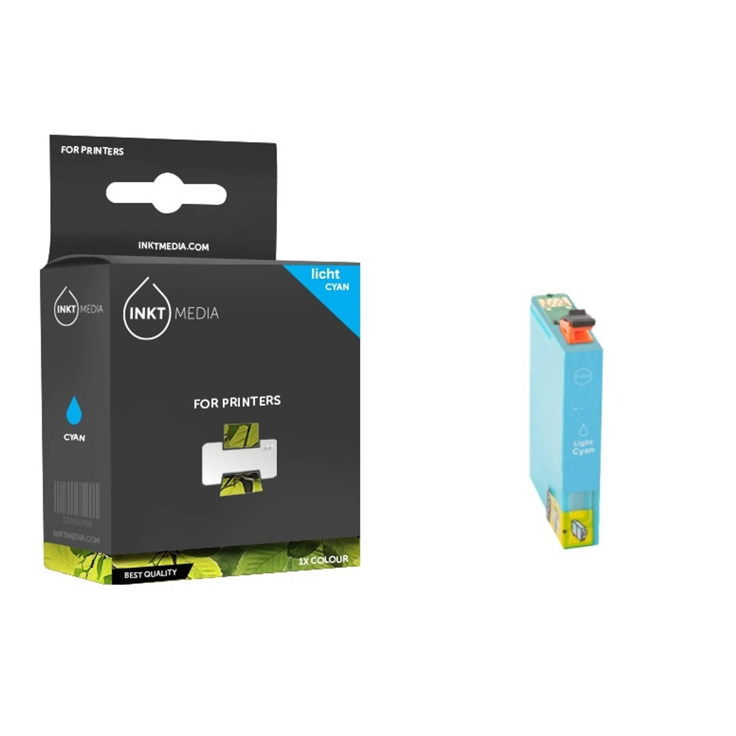 Inktmedia® - Inktcartridge - Geschikt Epson T0322 inktcartridge Cyaan - Cartridge met Inkt