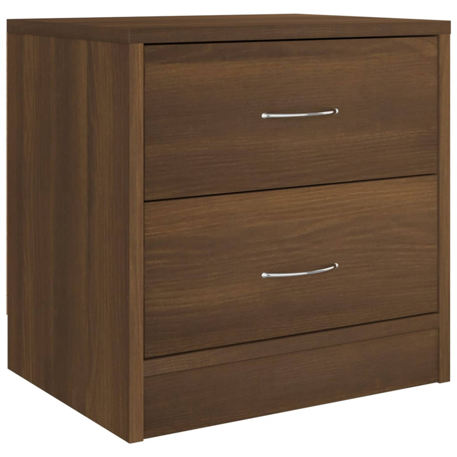 The Living Store Nachtkastje Bruineiken - Bewerkt Hout - 40x30x40 cm - Met 2 lades