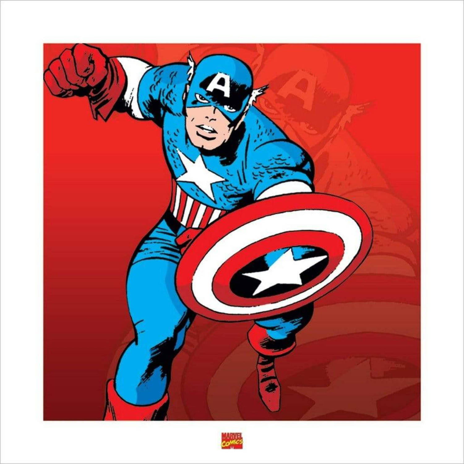 Kunstdruk Captain America Marvel Comics 40x40cm