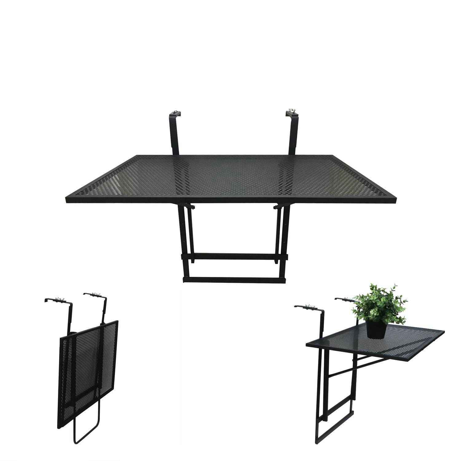 Opklapbare Balkontafel Metaal 60x50x40 cm - Zwart