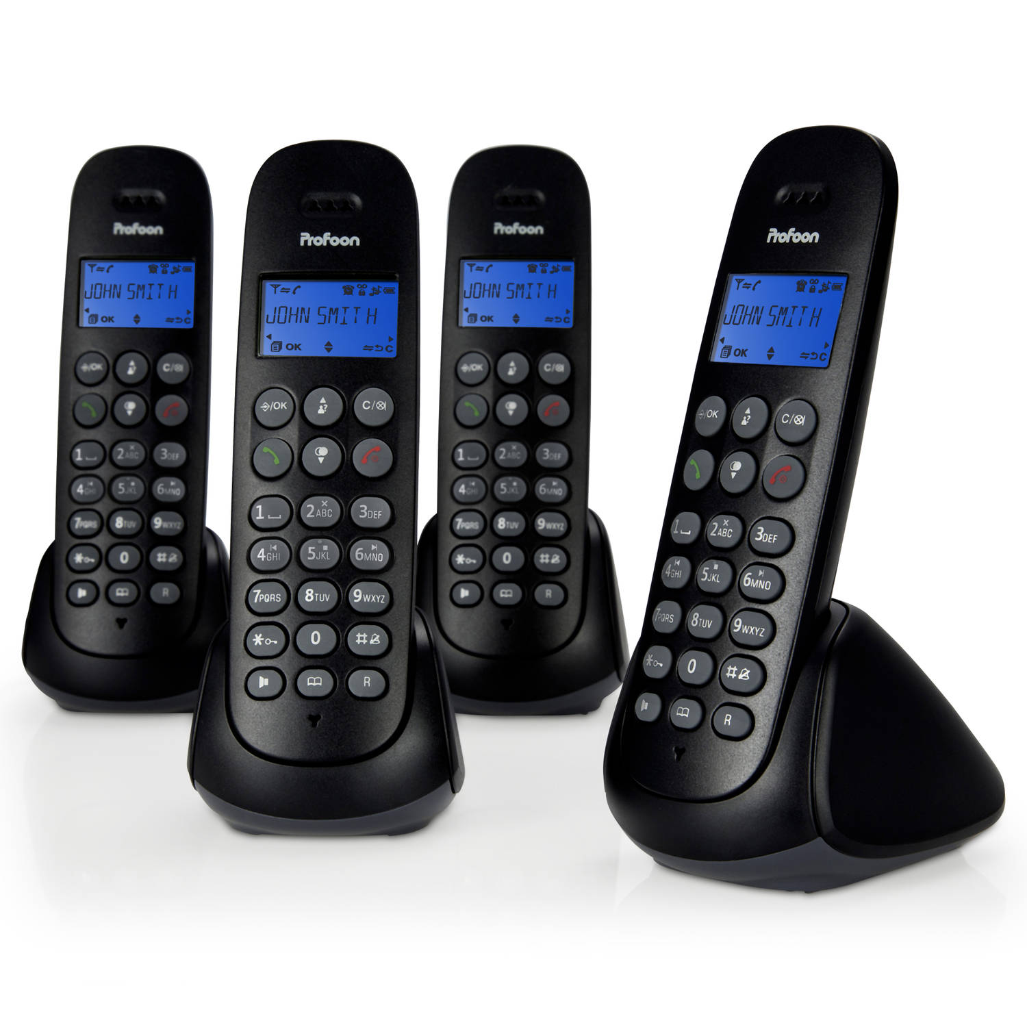 DECT telefoon met antwoordapparaat 4-pack Profoon PDX5530 Zwart