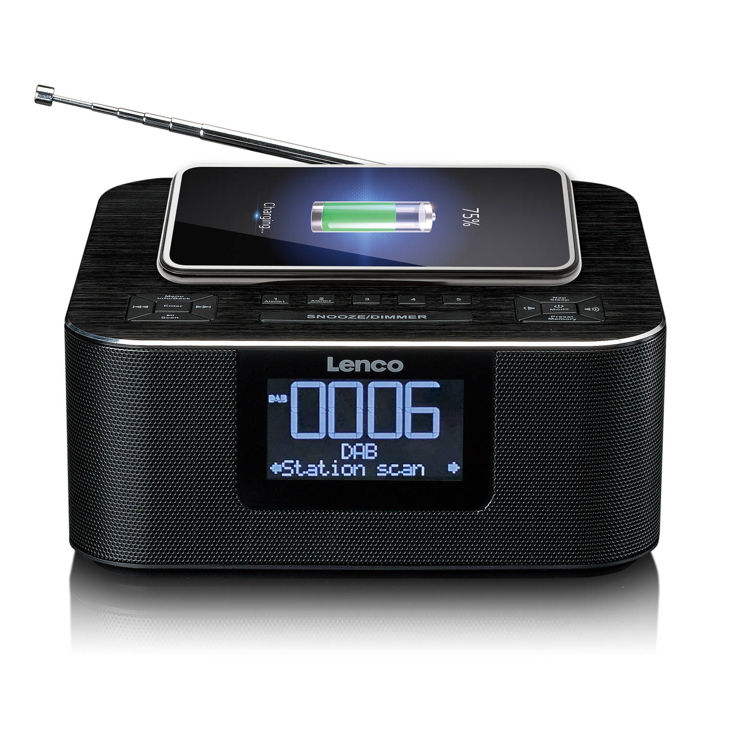 Dab+- Fm-wekkerradio Met Bluetooth® En Draadloos Opladen Lenco Cr-650bk Zwart