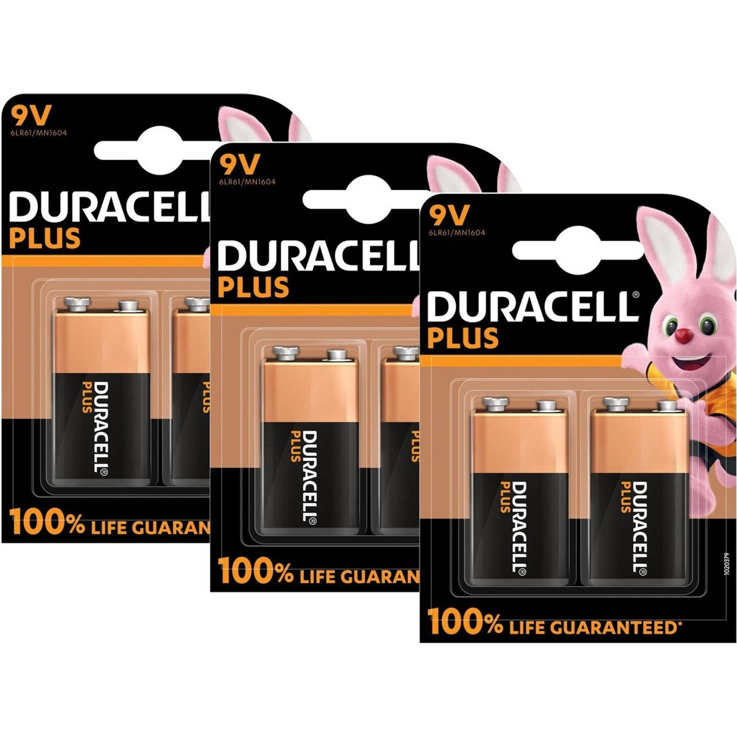 Duracell Plus Alkaline 9v Batterijen 6 Stuks