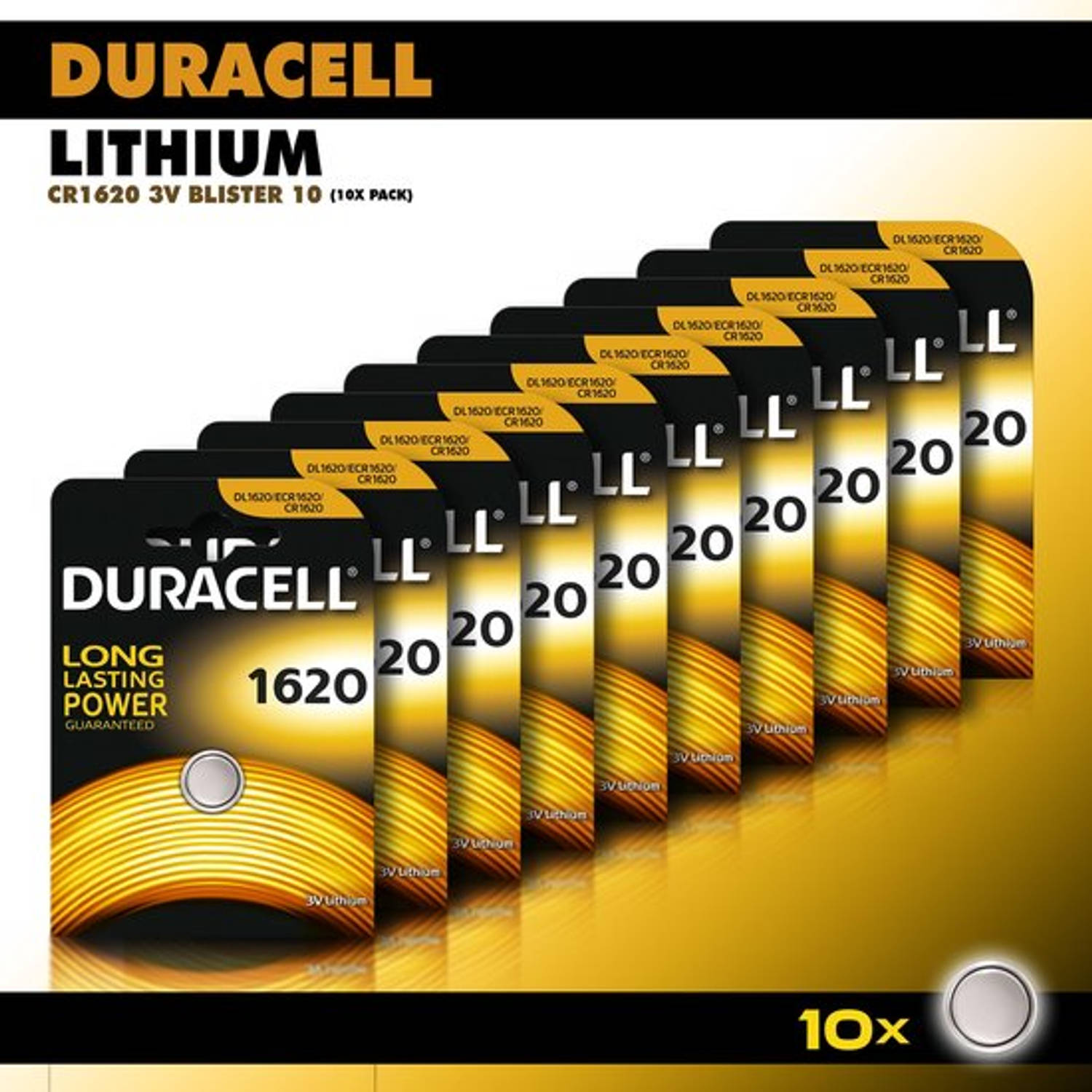 Duracell Knoopcel Lithium - CR1620 3V knoopcel batterijen - 68 mAh - voordeelverpakking - 10 stuks
