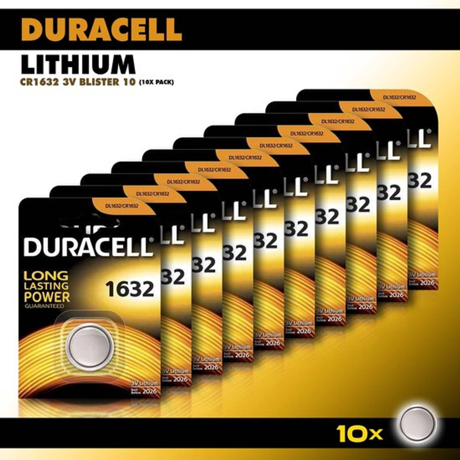 Duracell Knoopcel Lithium - CR1632 3V knoopcel batterijen - 137 mAh - voordeelverpakking - 10 stuks