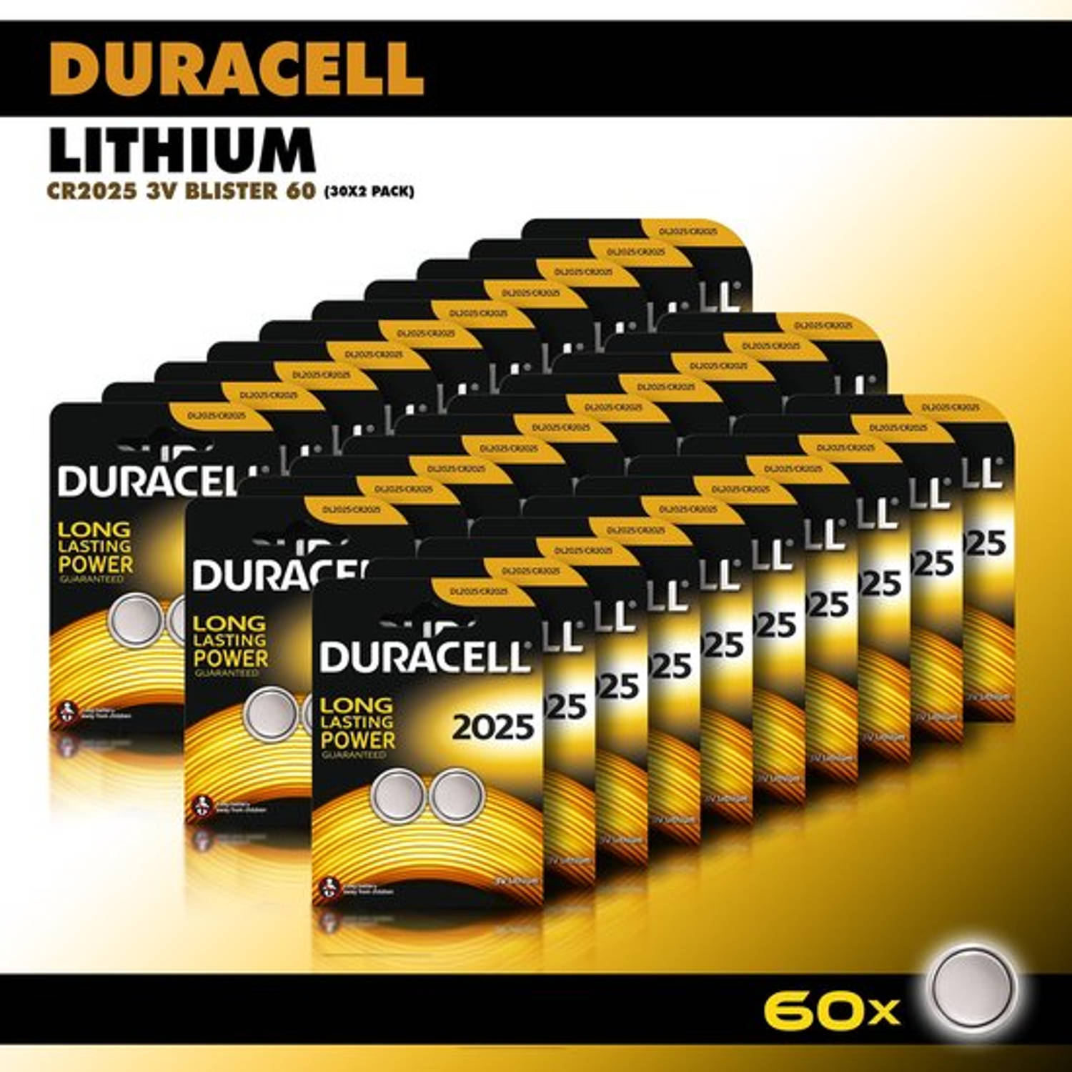 Duracell Knoopcel Lithium - CR2025 3V knoopcel batterijen - 165 mAh - 60 stuks