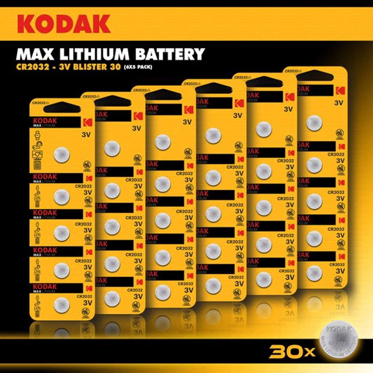 Kodak Lithium - Knoopcel batterijen - CR2032 - 3V - XL voordeelverpakking - 30 stuks