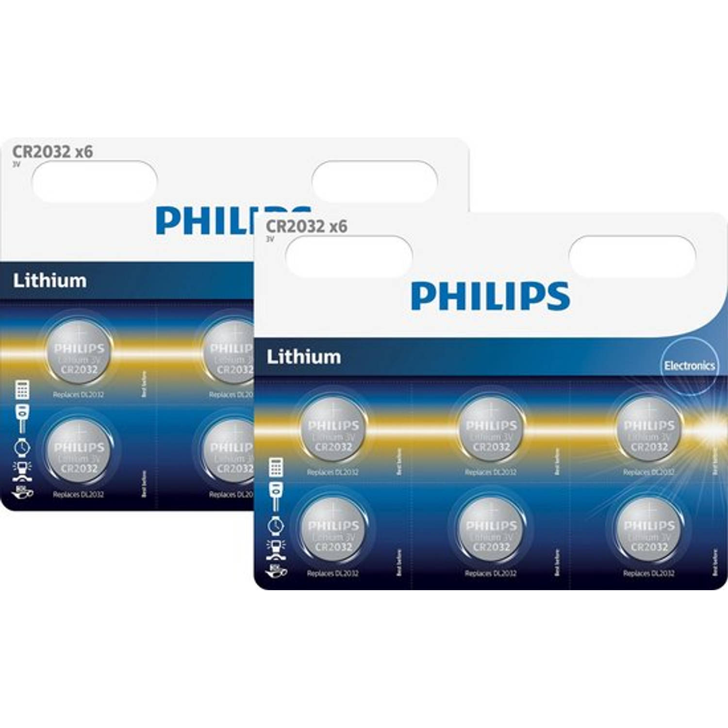 Philips CR2032 3v lithium knoopcel batterij - 12 stuks