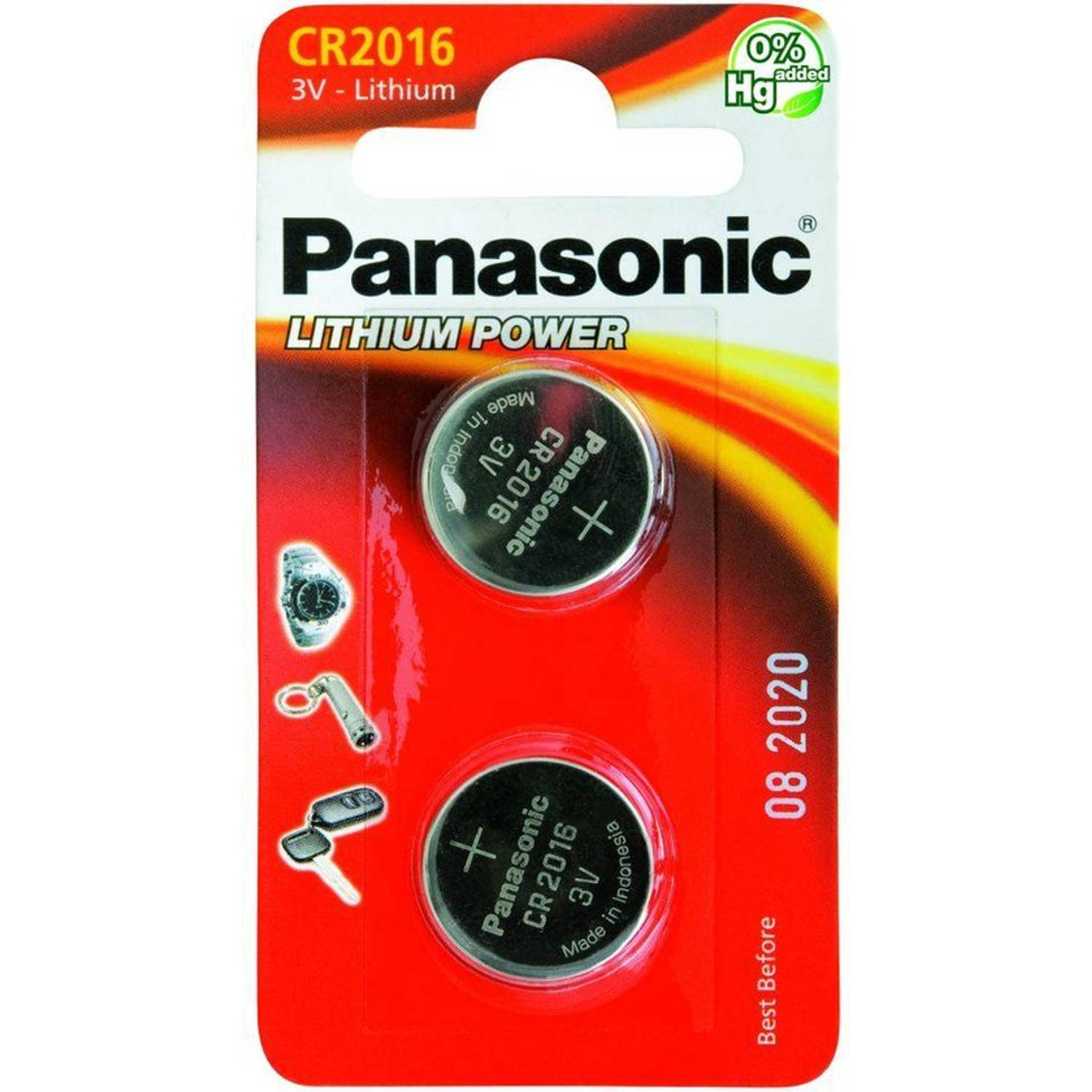 Panasonic Knoopcel Batterij CR2016 - 2 st.