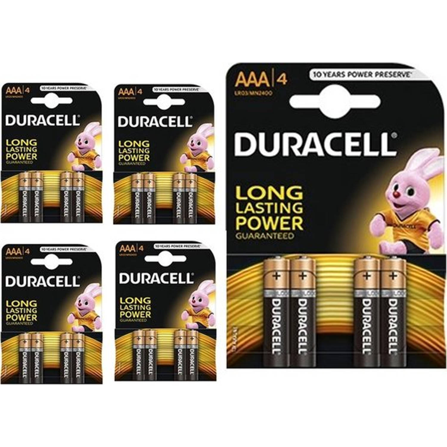 20 Stuks (5 Blisters a 4st) - Duracell Basic LR03 / AAA / R03 / MN 2400 1.5V alkaline batterij