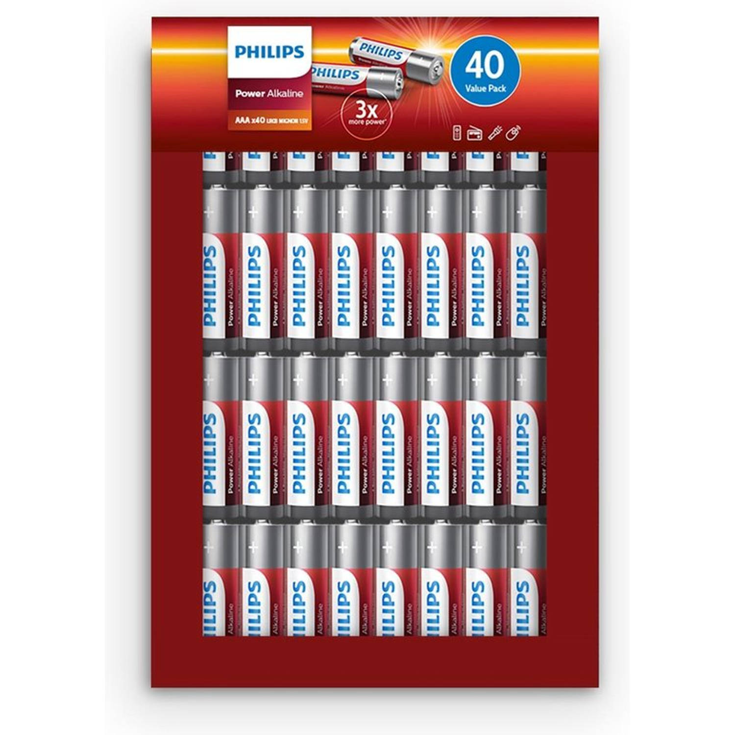 Philips Power Alkaline Batterijen AAA 40-pack