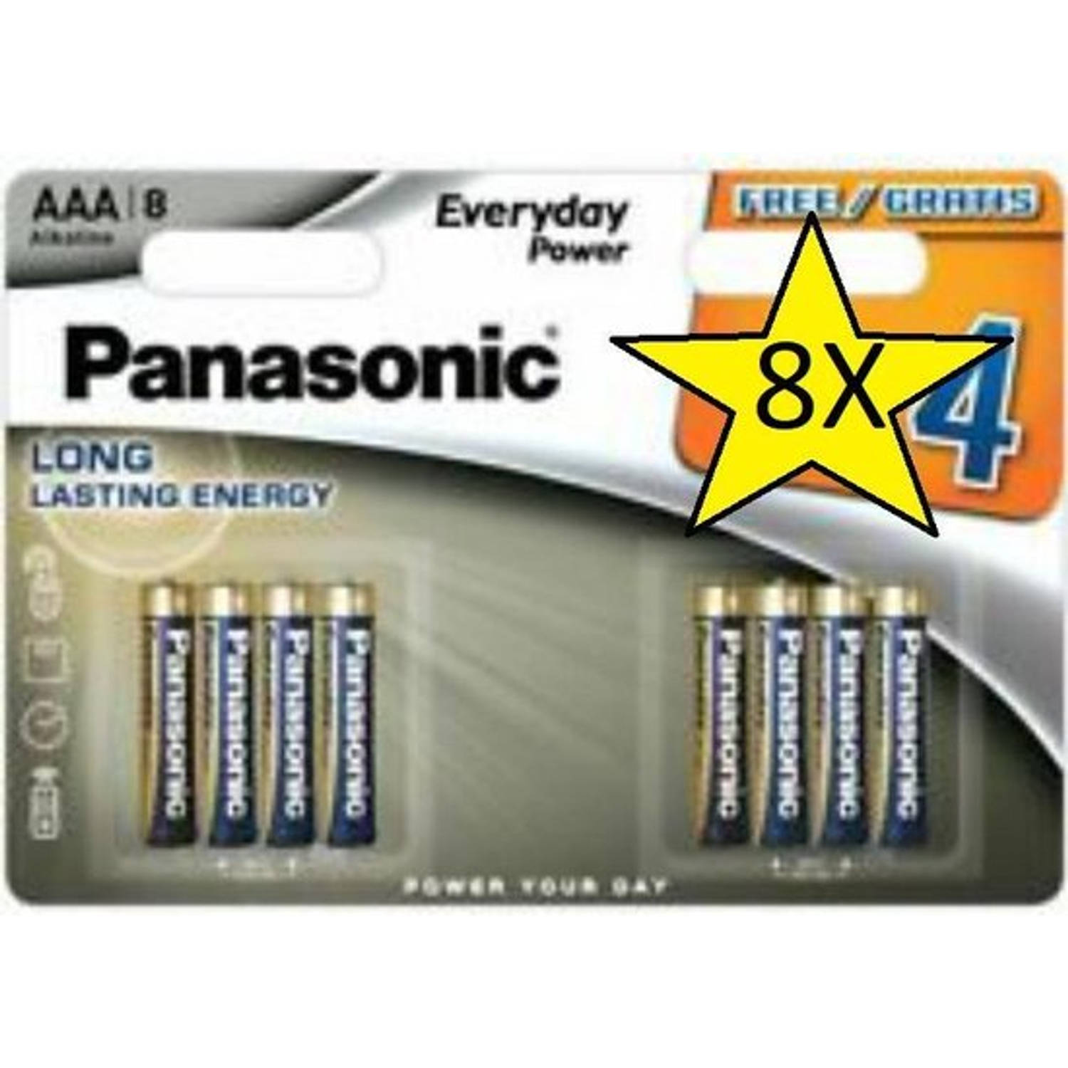 8 Blisters (64 batterijen) Panasonic Alkaline Everyday Power AAA