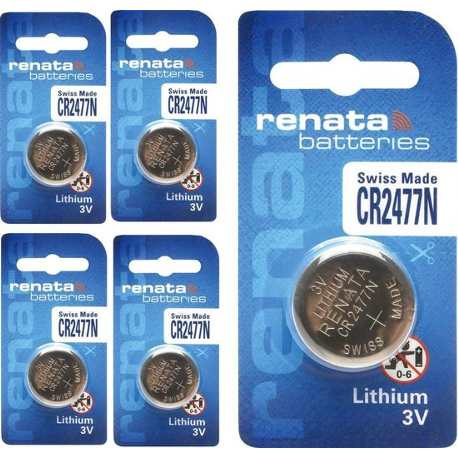 5 Stuks - Renata Lithium CR2477N 3v knoopcelbatterij