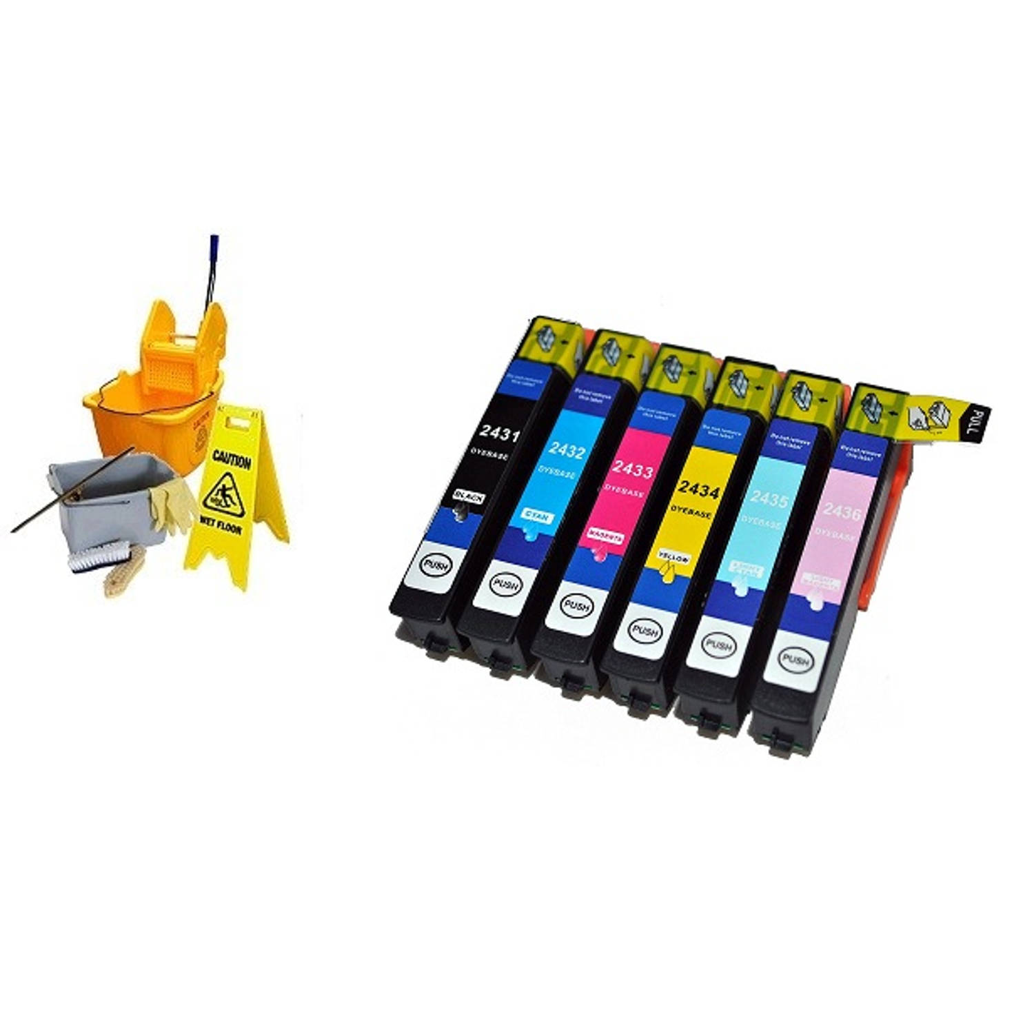 Inktmedia® - Inktcartridge - Geschikt Epson 24XL SET Reinigings inktcartridges - Cartridge met Inkt