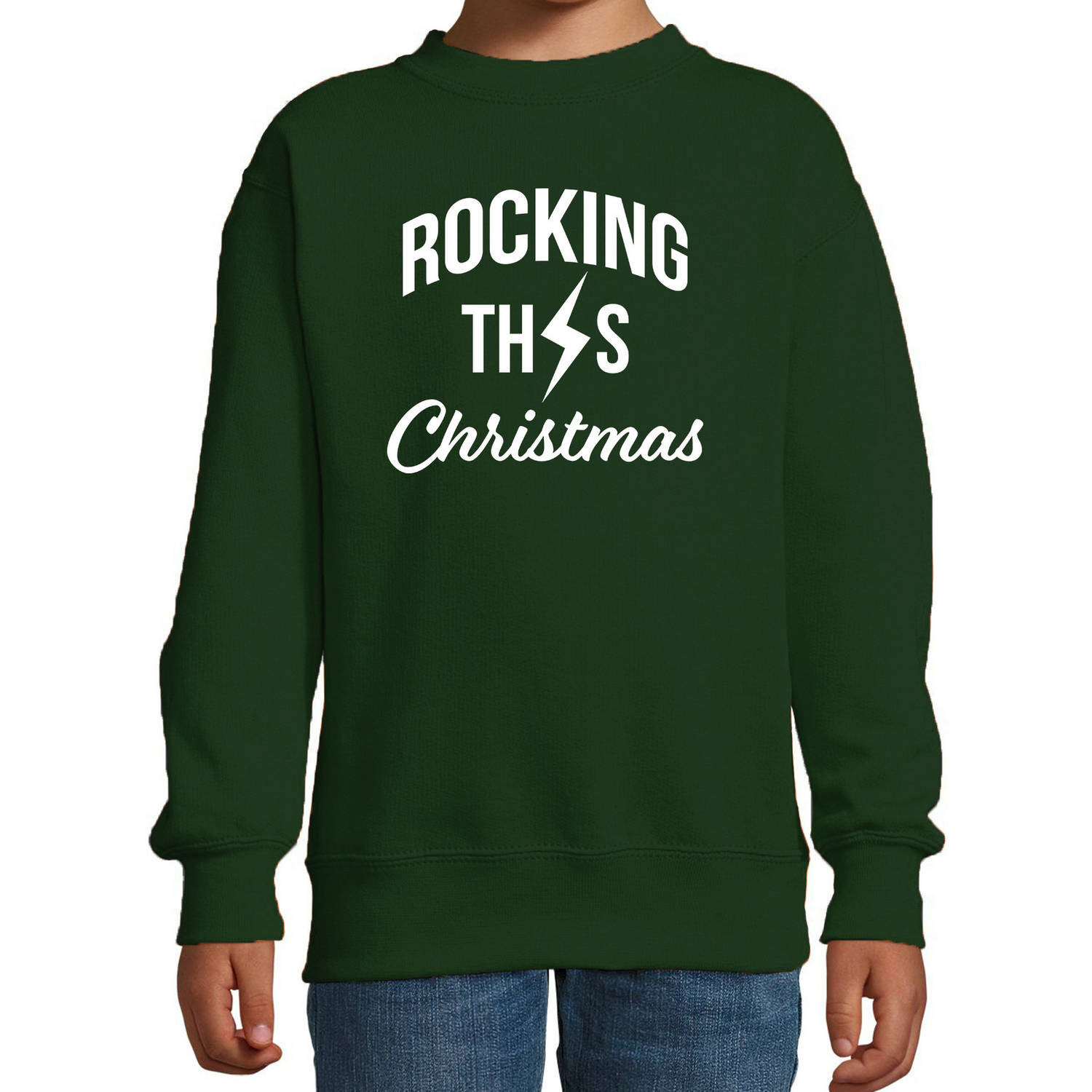 Rocking this Christmas foute Kerstsweater / Kersttrui groen voor kinderen 12-13 jaar (152/164) - kerst truien kind