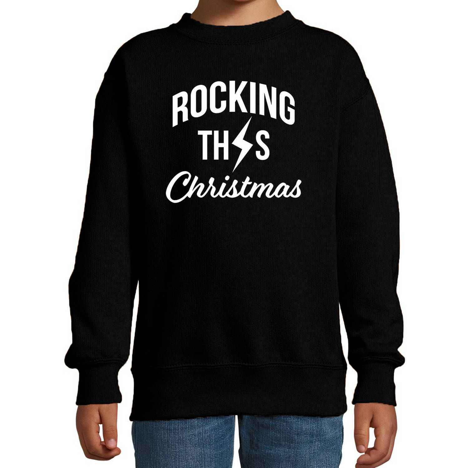 Rocking this Christmas foute Kerstsweater / Kersttrui zwart voor kinderen 12-13 jaar (152/164) - kerst truien kind
