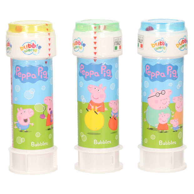 3x Peppa Pig bellenblaas flesjes met bal spelletje in dop 60 ml voor kinderen - Bellenblaas