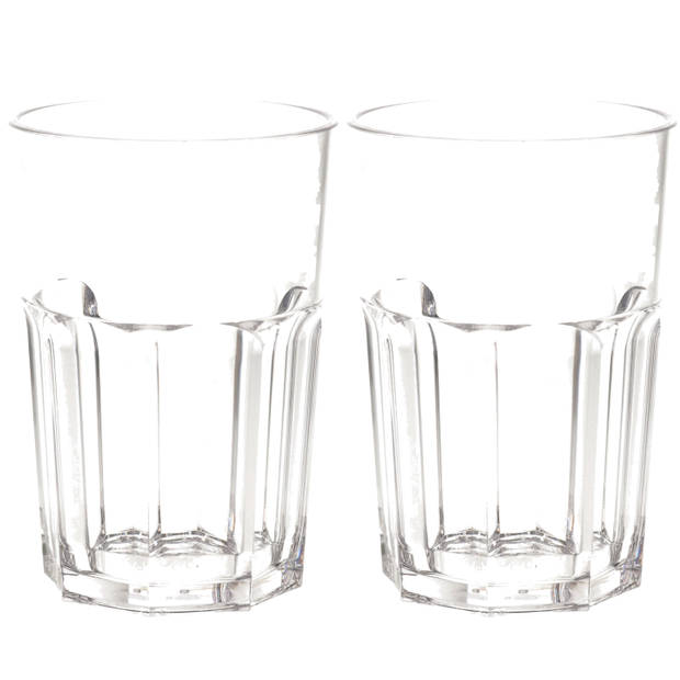 2x stuks onbreekbaar retro glas transparant kunststof 45 cl/450 ml - Longdrinkglazen