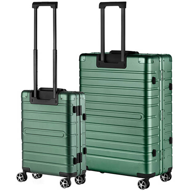 CarryOn Kofferset ULD - Luxe Aluminium Handbagage koffer 55cm + 76cm grote reiskoffer - Groen
