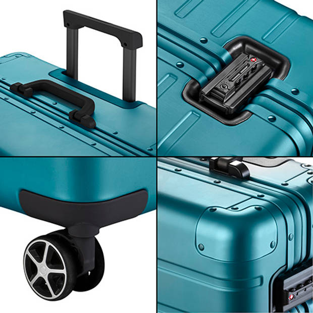 CarryOn Kofferset ULD - Luxe Aluminium Handbagage koffer 55cm + 76cm grote reiskoffer - Blauw