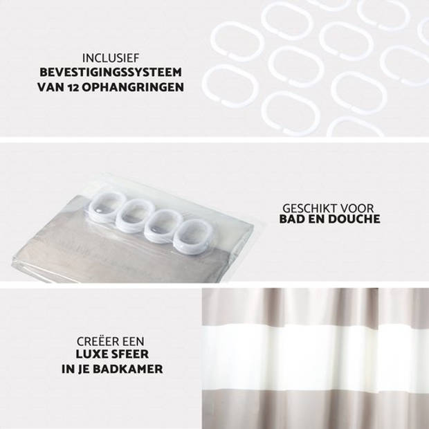RX Goods® Luxe Douchegordijn - 180x180cm - Incl. 12 Ringen - Waterafstotend - Polyester