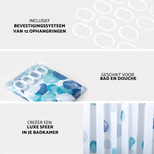 RX Goods Douchegordijn - 180x180cm - Incl. 12 Ringen - Waterafstotend - Polyester