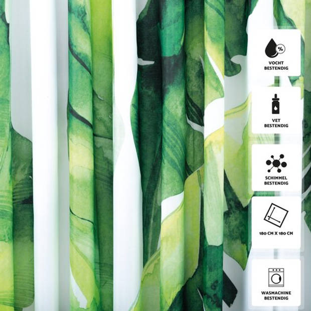 RX Goods® Tropisch Jungle Douchegordijn - 180x180cm - Incl. 12 Ringen - Waterafstotend - Polyester