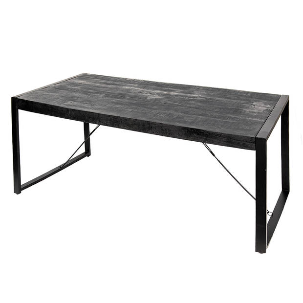 Clayre & Eef Eettafel 180x90x76 cm Zwart Hout Eetkamertafel Tafel Zwart Eetkamertafel Tafel