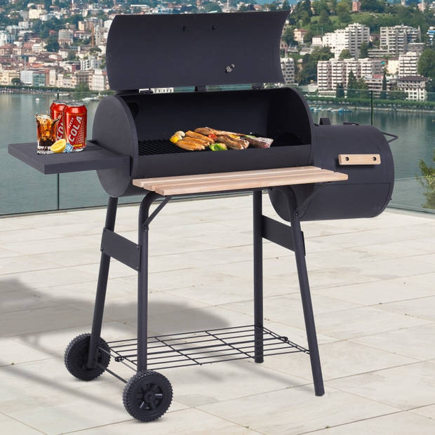 Houtskool barbecue - BBQ - Grill - Barbeque - Rookoven - Smoker - 124 x 53 x 108 cm - Zwart