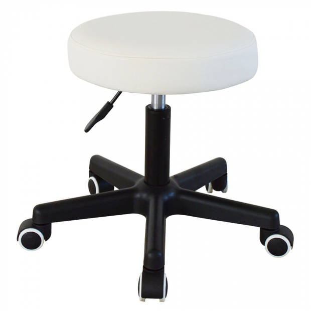 Bureaukruk - kantoorkruk - werkkruk - tabouret - hoogte instelbaar 42 tot 56 cm - wit